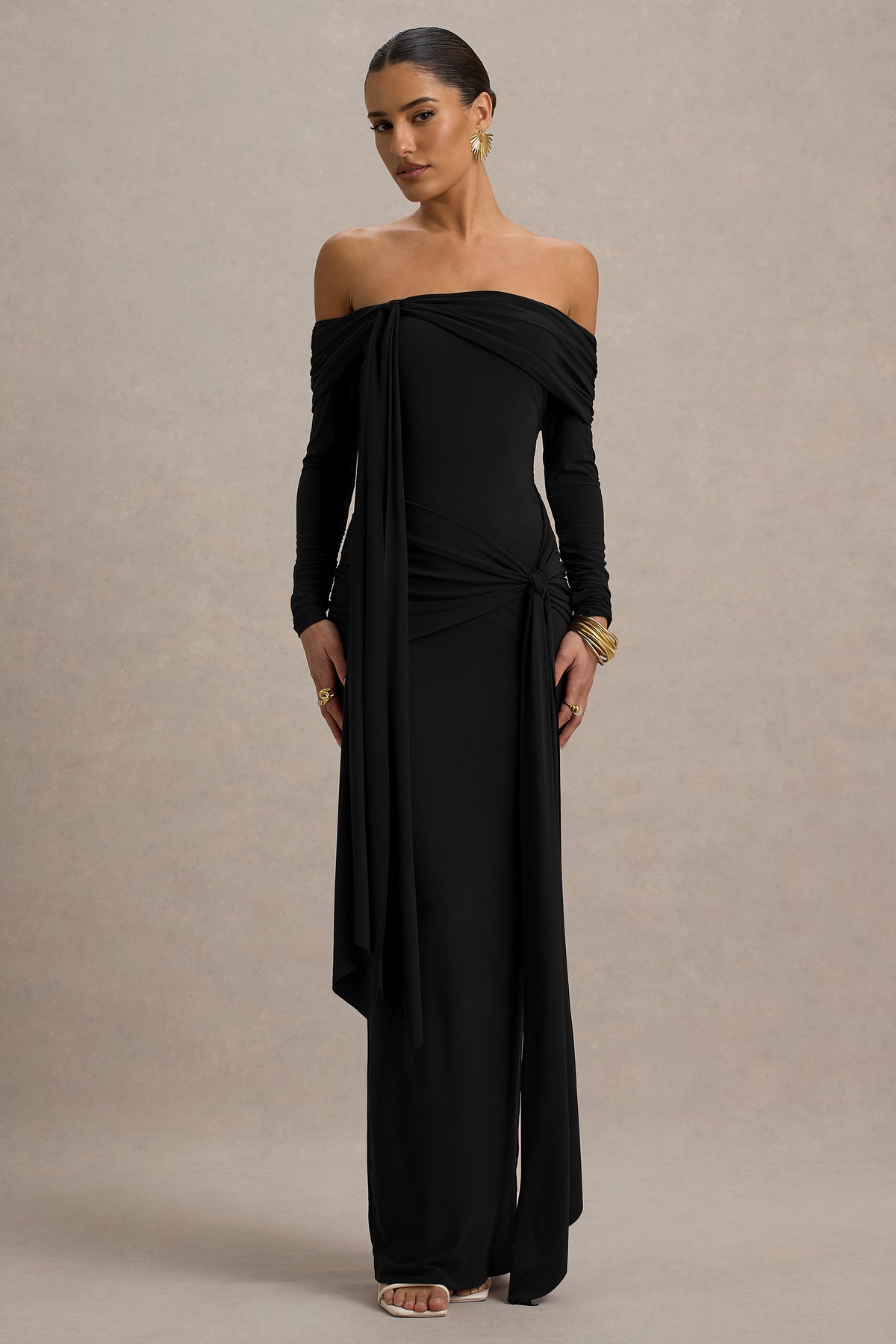 ECM_HR_CL136156001 - Jovie Black Bardot Wrap Maxi Dress With Sash Detail 05.jpg