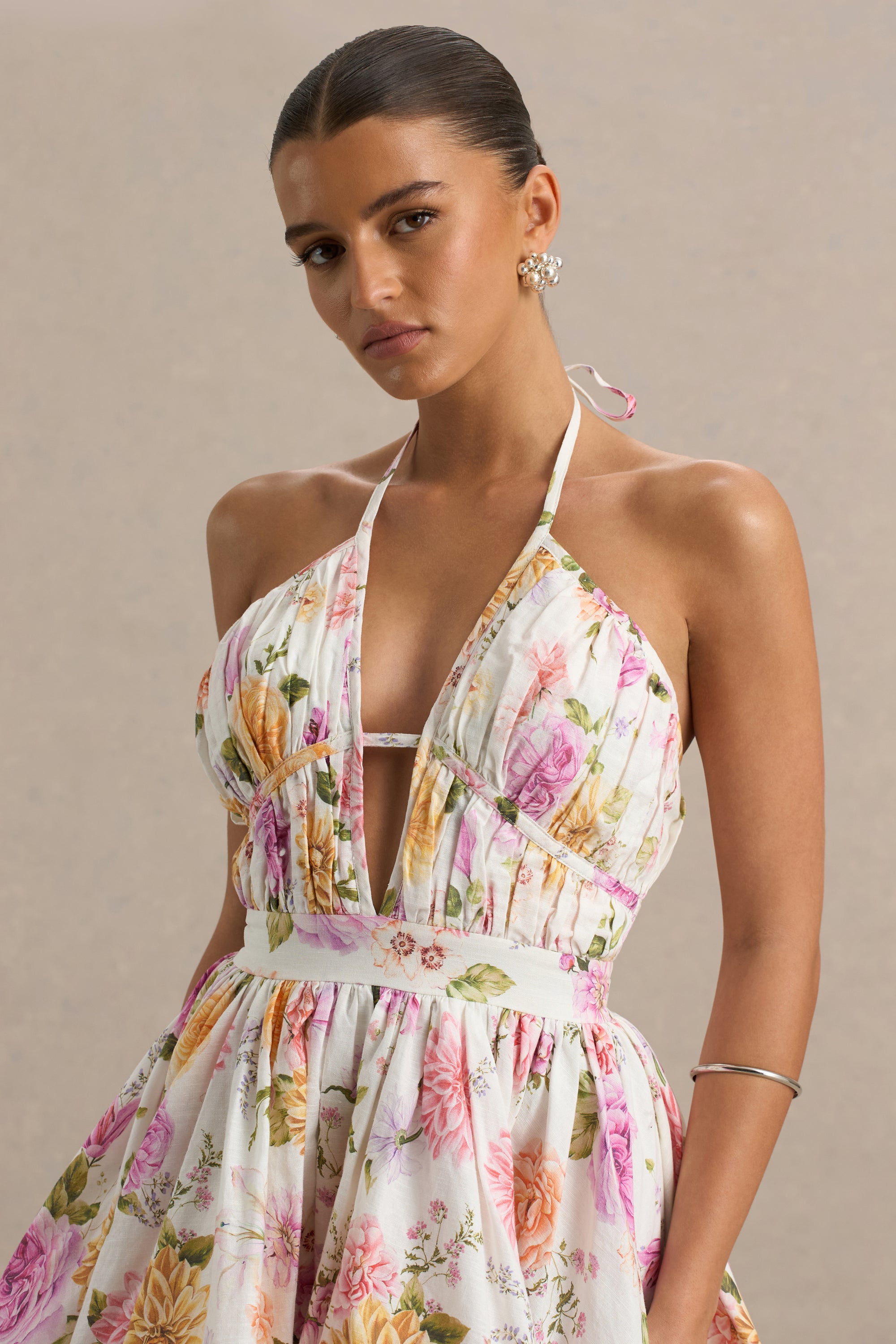 halter neck mini dress Galvan Satin Halterneck Mini Dress - Women - White Dresses