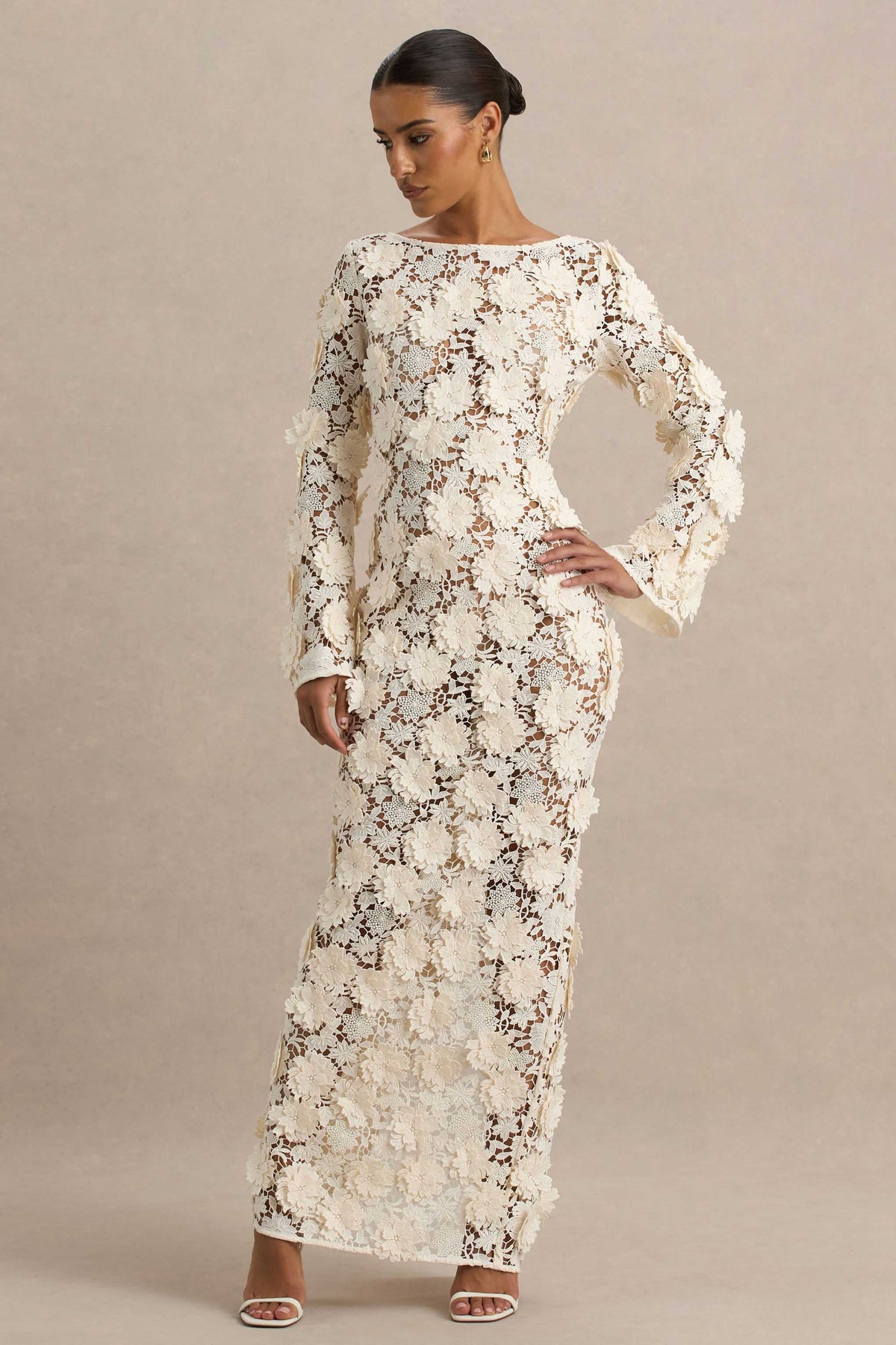 Viper | Cream Lace Long-Sleeve Maxi Dress - UK 6 White Viper | Cream Lace Long-Sleeve Maxi Dress - UK 6 White