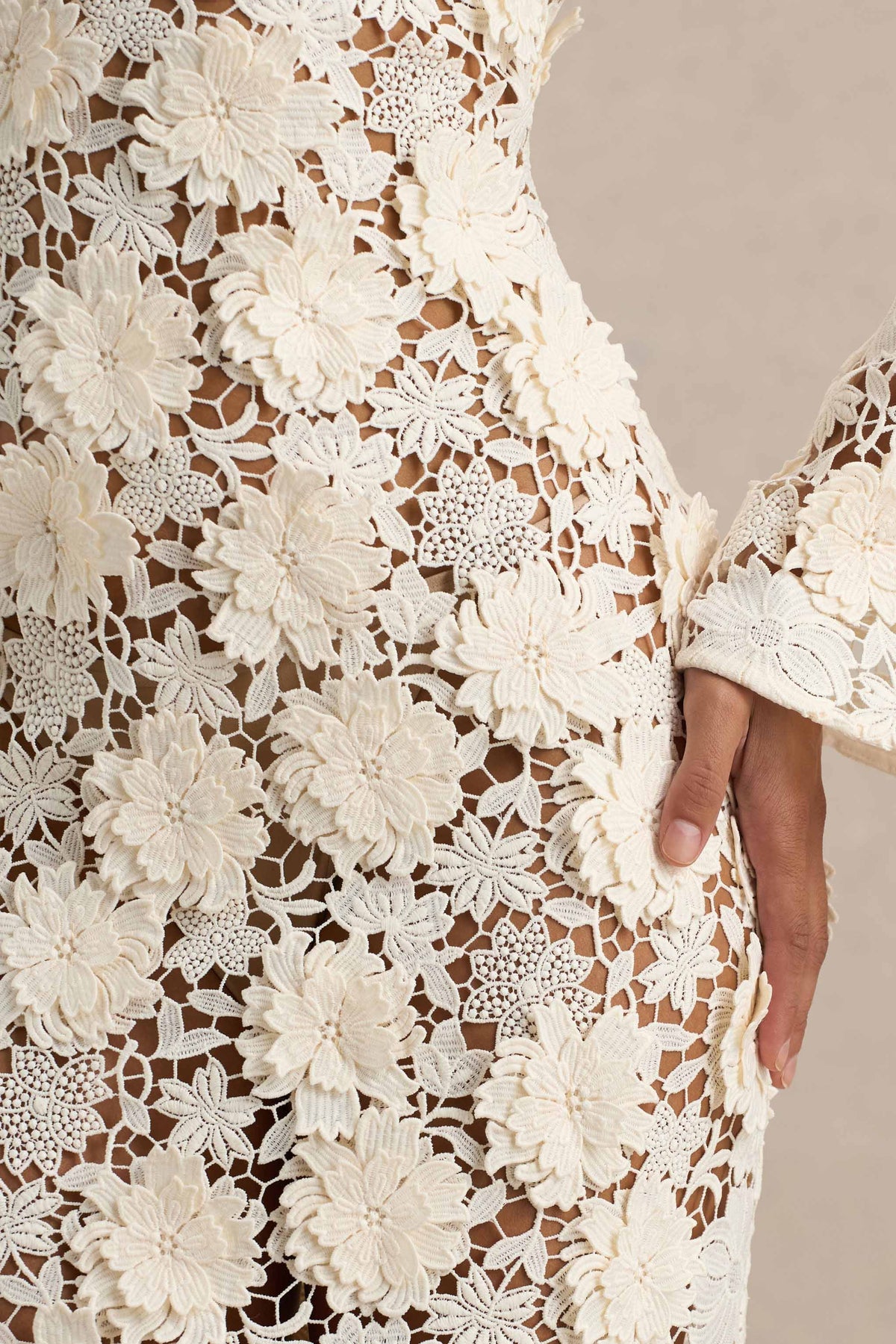 Viper | Cream Lace Long-Sleeve Maxi Dress - UK 6 White Viper | Cream Lace Long-Sleeve Maxi Dress - UK 6 White