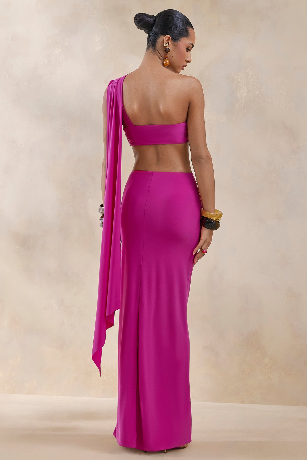 Azura | HOT PINK Wrap Maxi Skirt With Sash - UK 6 HOT PINK