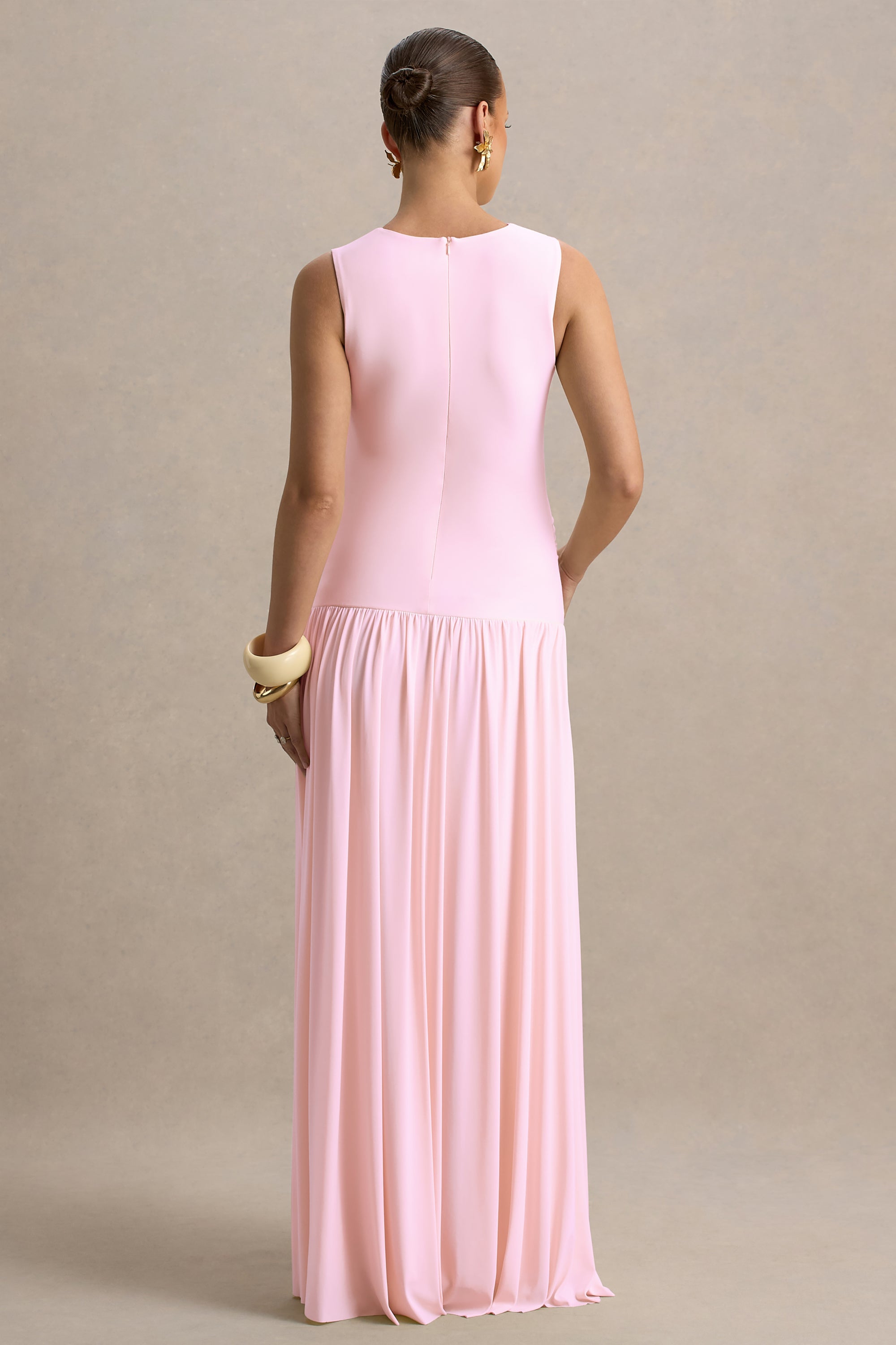 light pink pleated maxi dress Pleated maxi dress Pink For Women