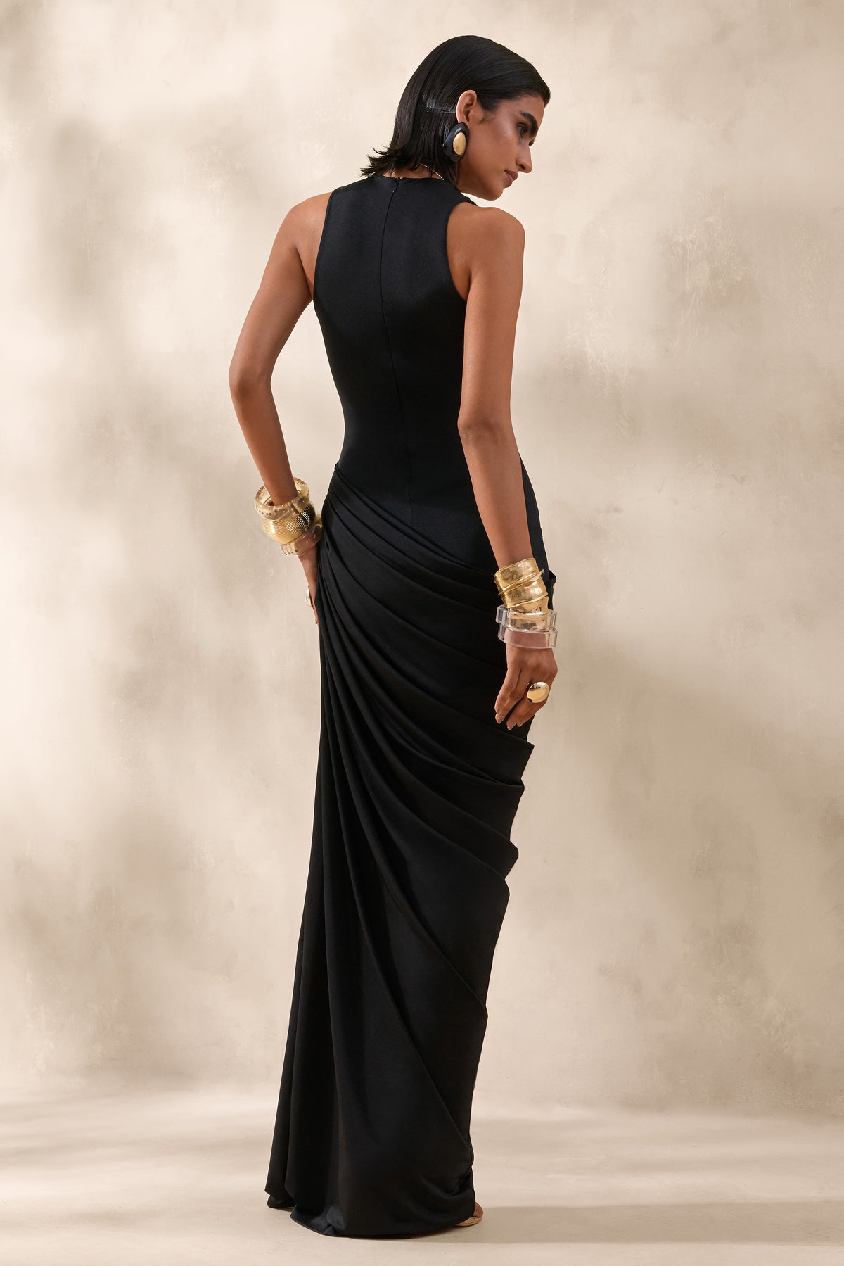 Mademoiselle Black Cowl-Neck Maxi Dress With Draped Detailing – Club L  London