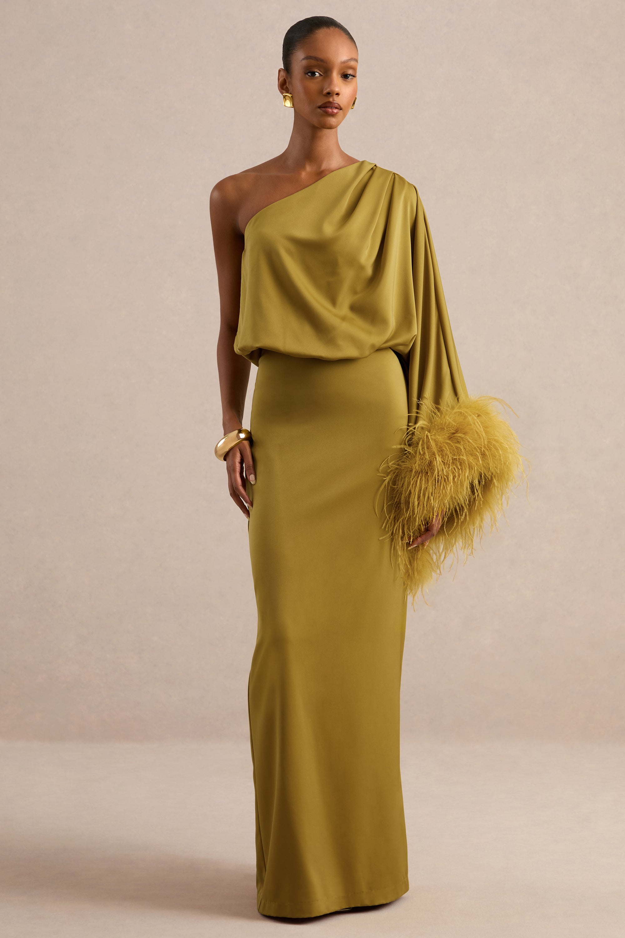 ECM_HR_CL136380031 - Felicity _ Olive Satin Asymmetric-Neck Maxi Dress With Feather Detailing0.jpg