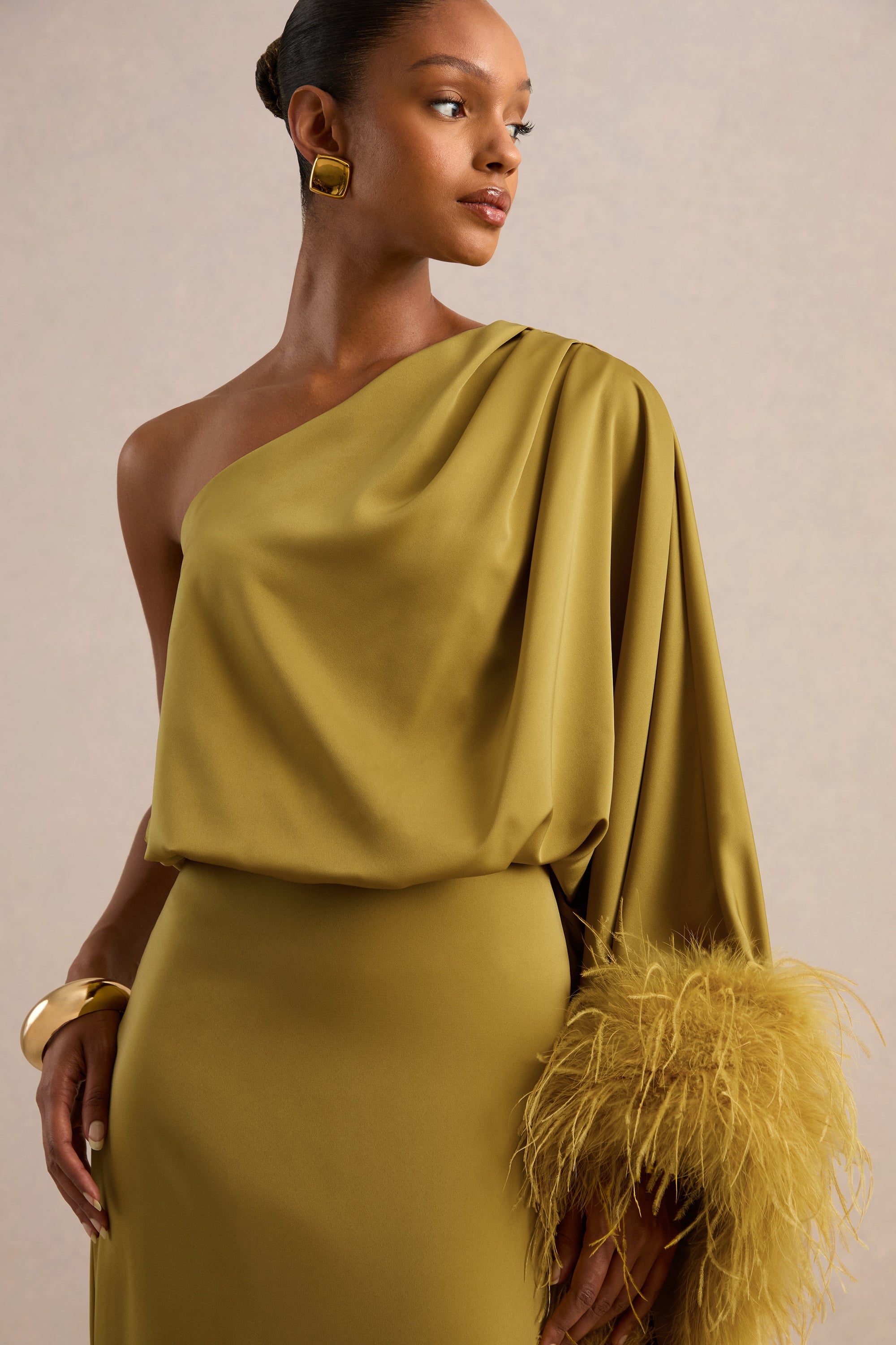 ECM_HR_CL136380031 - Felicity _ Olive Satin Asymmetric-Neck Maxi Dress With Feather Detailing3.jpg
