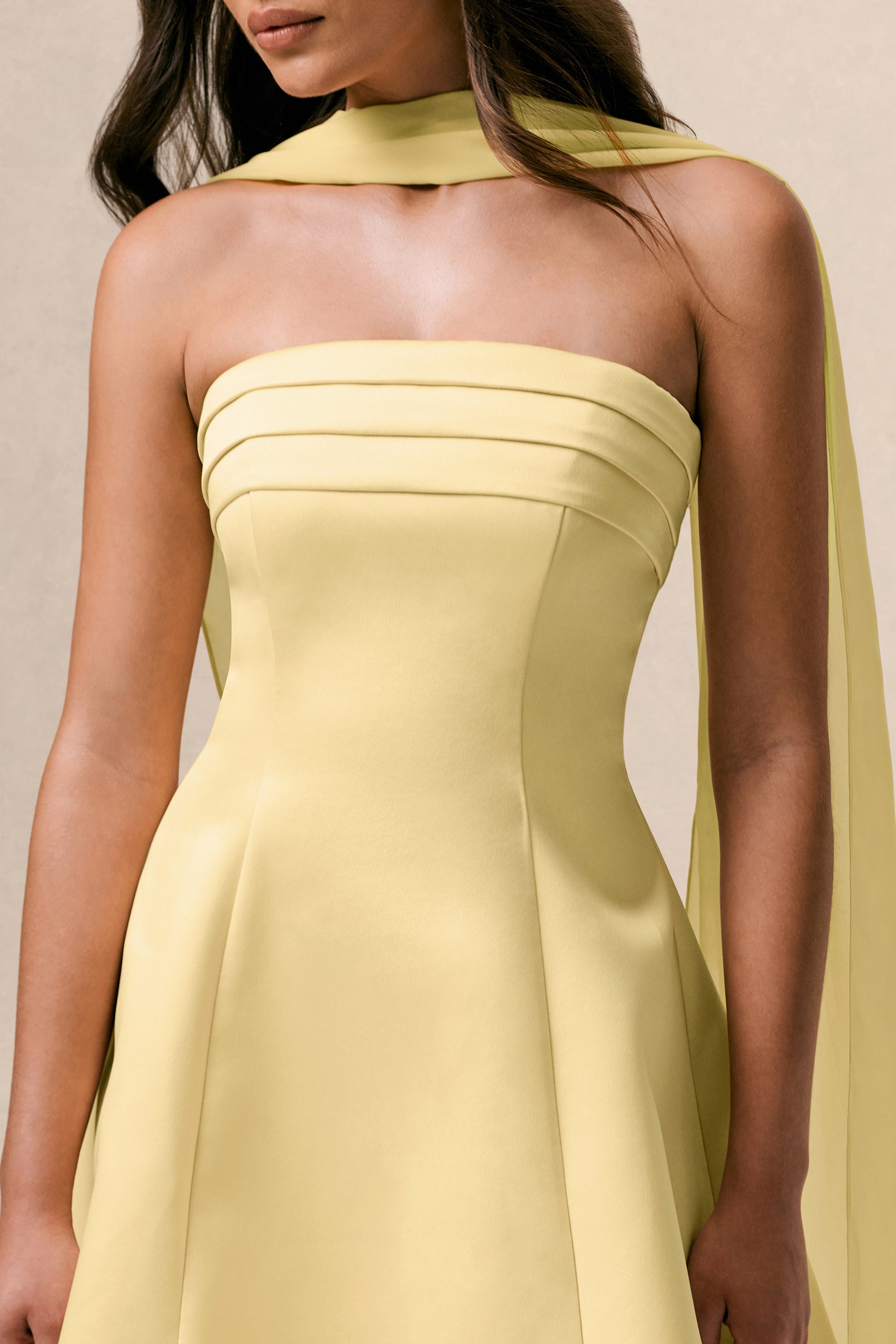 yellow mini dress with scarf Cory Cowl Scarf Mini Dress
