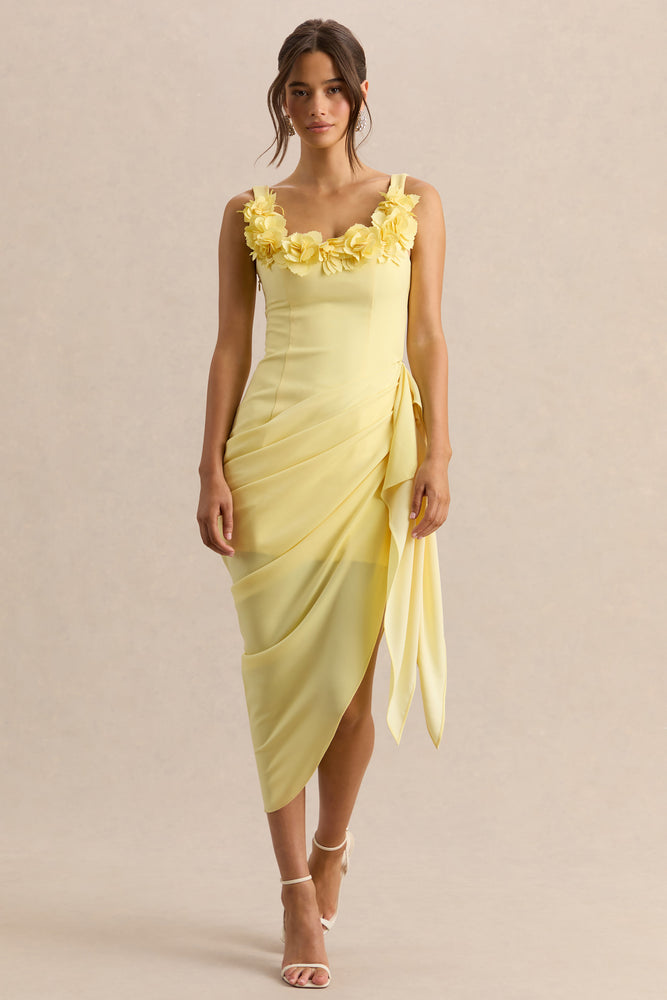 knee length dresses for ladies Adrianna Papell Flutter Sleeve High Low Midi Wrap Dress
