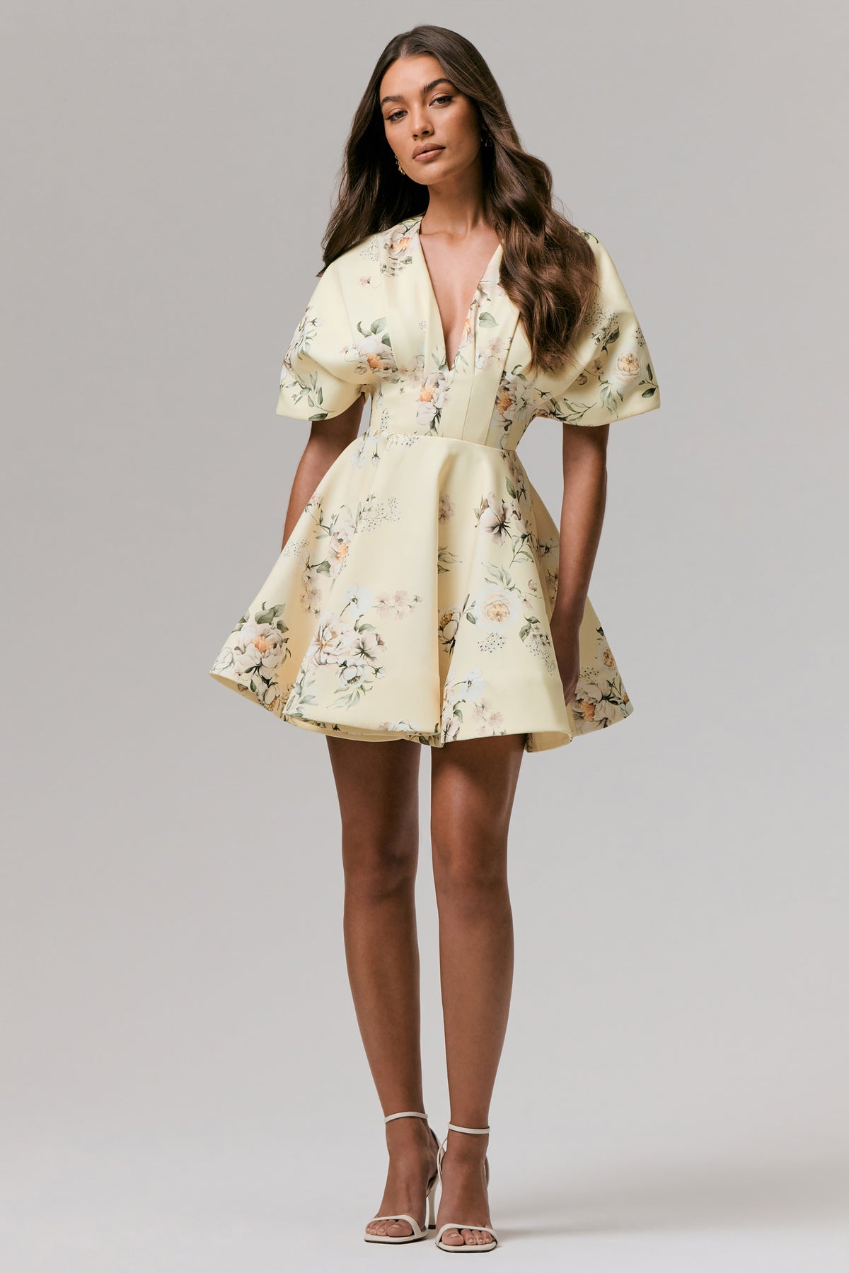 Delight Lemon Print Plunge-Neck Ruffled Mini Dress – Club L London Delight Lemon Print Plunge-Neck Ruffled Mini Dress – Club L London