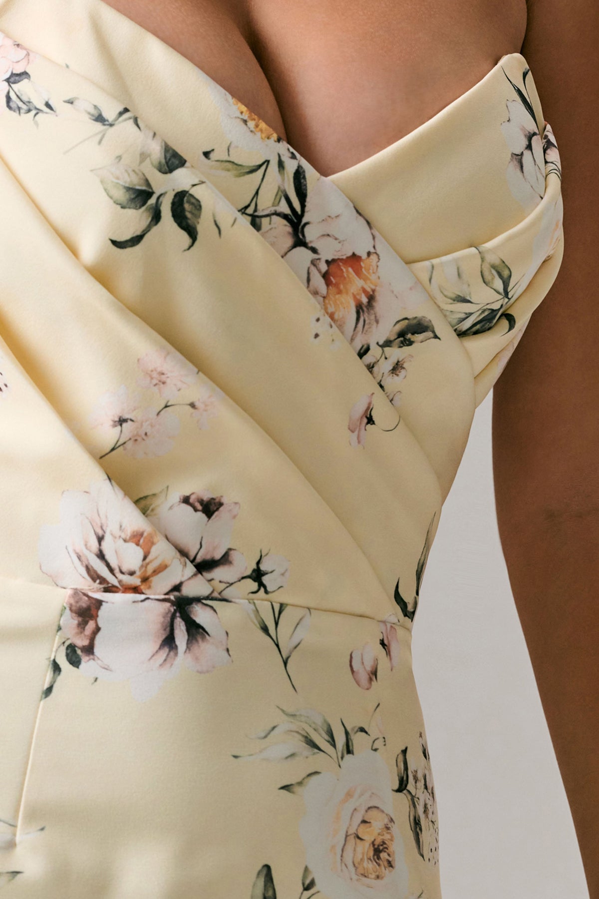 Fierce Lemon Print Asymmetric Ruched Maxi Dress Club L London - USA Fierce Lemon Print Asymmetric Ruched Maxi Dress Club L London - USA