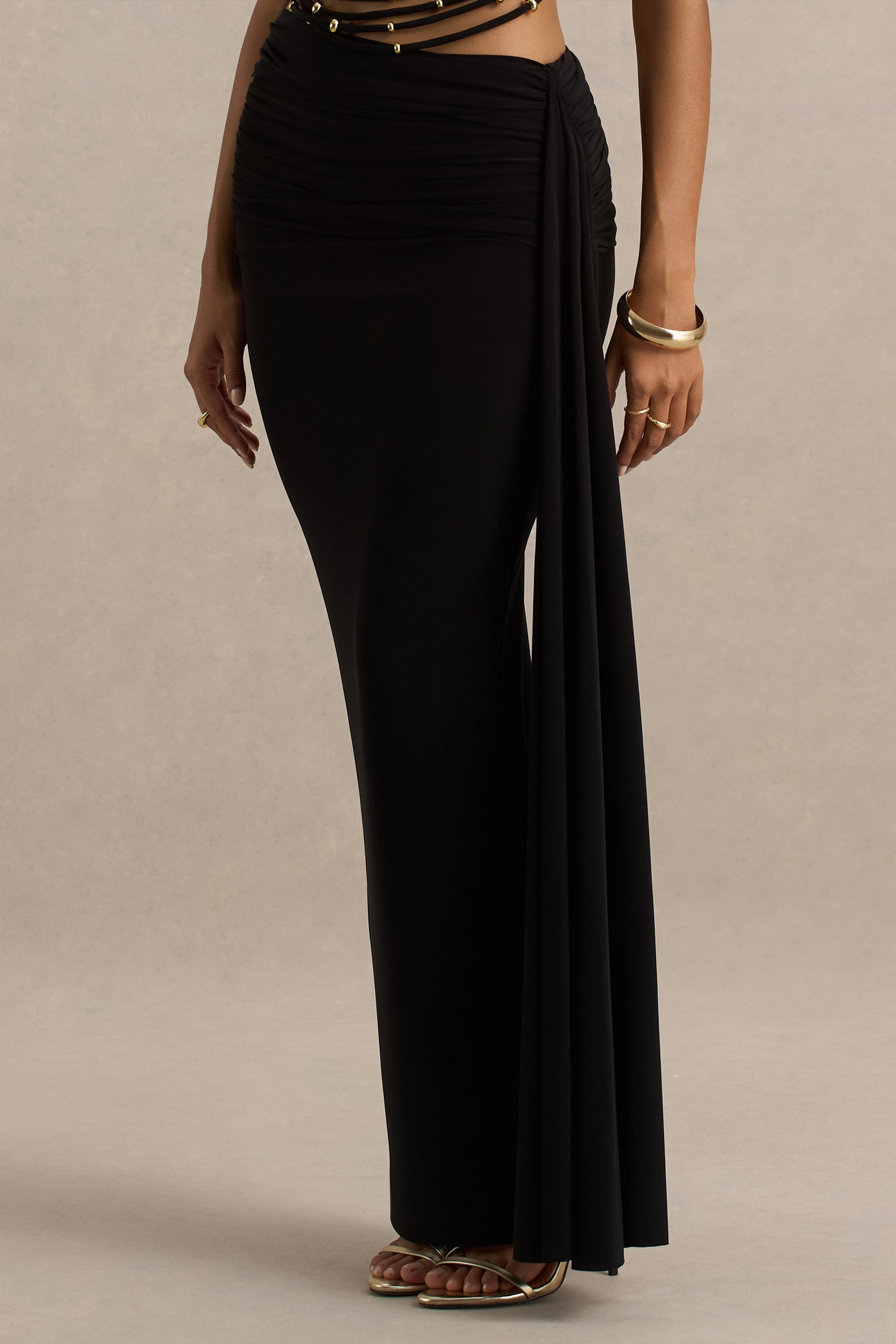 Joi | Black Maxi Skirt With Sash Detail – Club L London - USA
