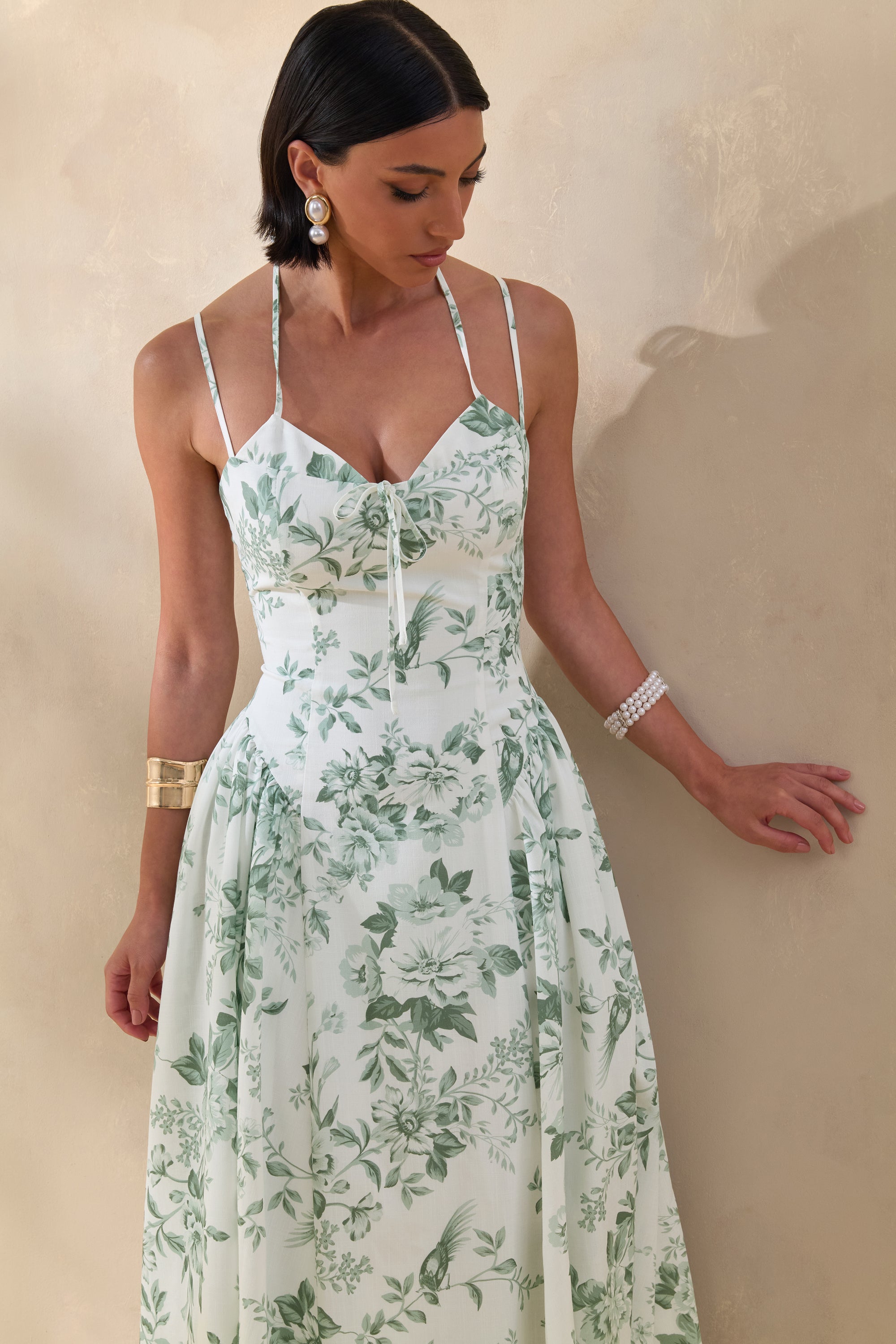 audrey floral midi dress US 2 / GREEN