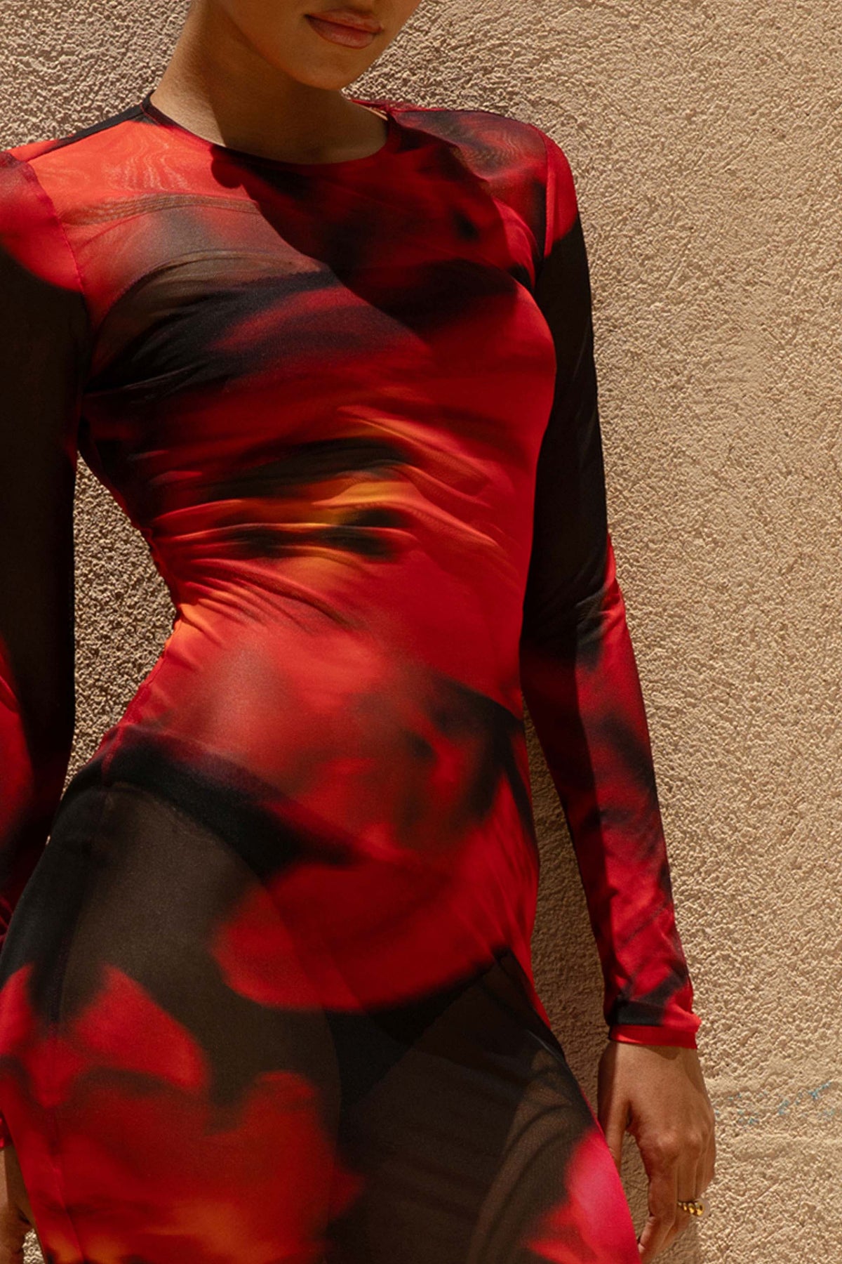 Marcy Red And Black Floral Print High-Neck Maxi Dress Club L London - USA Marcy Red And Black Floral Print High-Neck Maxi Dress Club L London - USA
