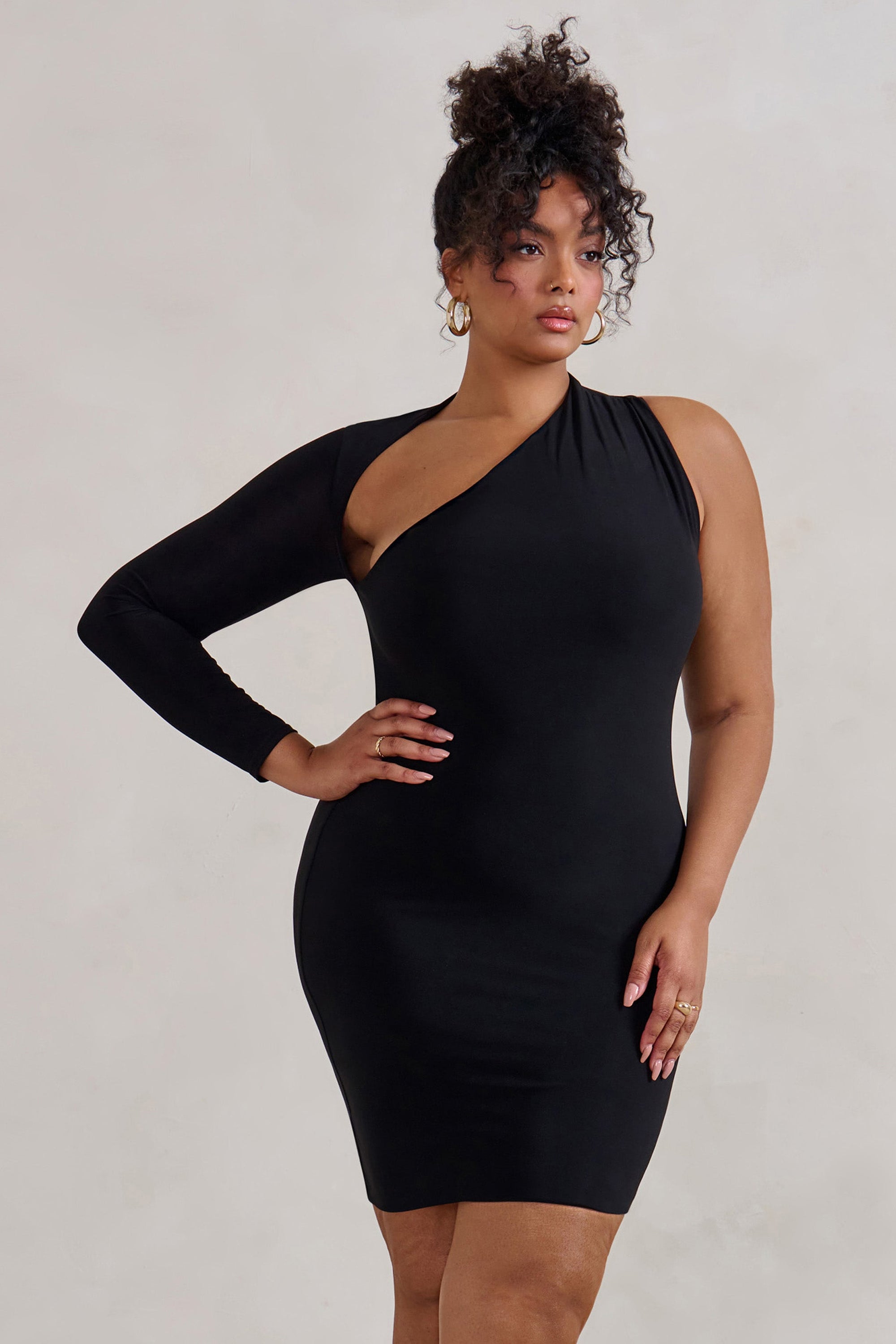bodycon one sleeve dress Navy One Shoulder Bodycon Mini Dress