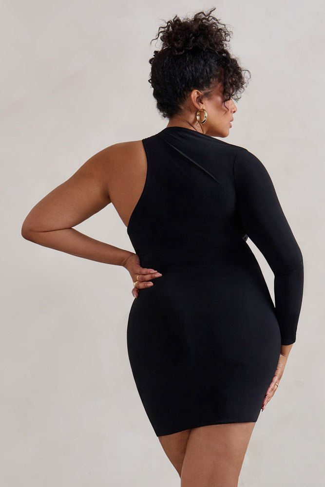 Siren | Black One Shoulder Bodycon Mini Dress US 0 / Black Siren | Black One Shoulder Bodycon Mini Dress US 0 / Black