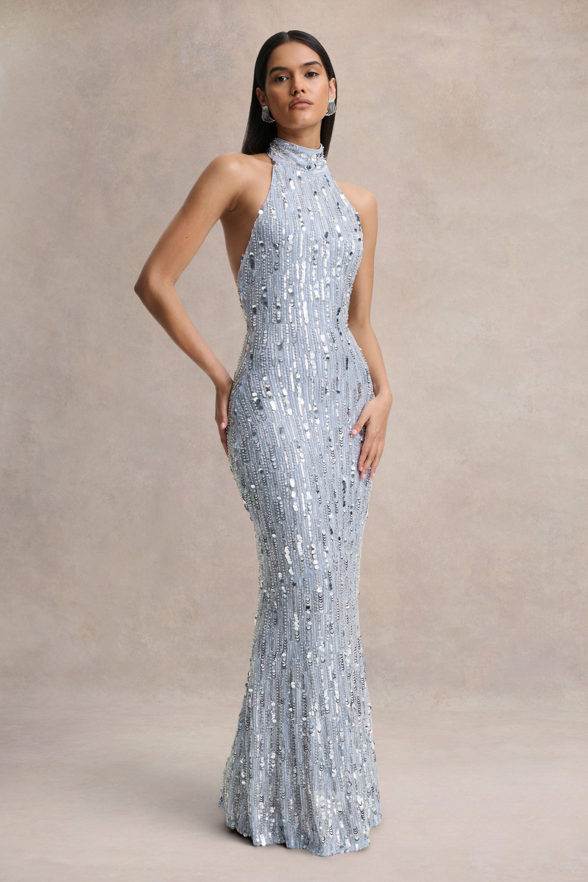 silver grey long evening dress Grey Silver Formal Dresses Chic Stretch Satin Sheath/Column Spaghetti Straps Formal Dress With Slit