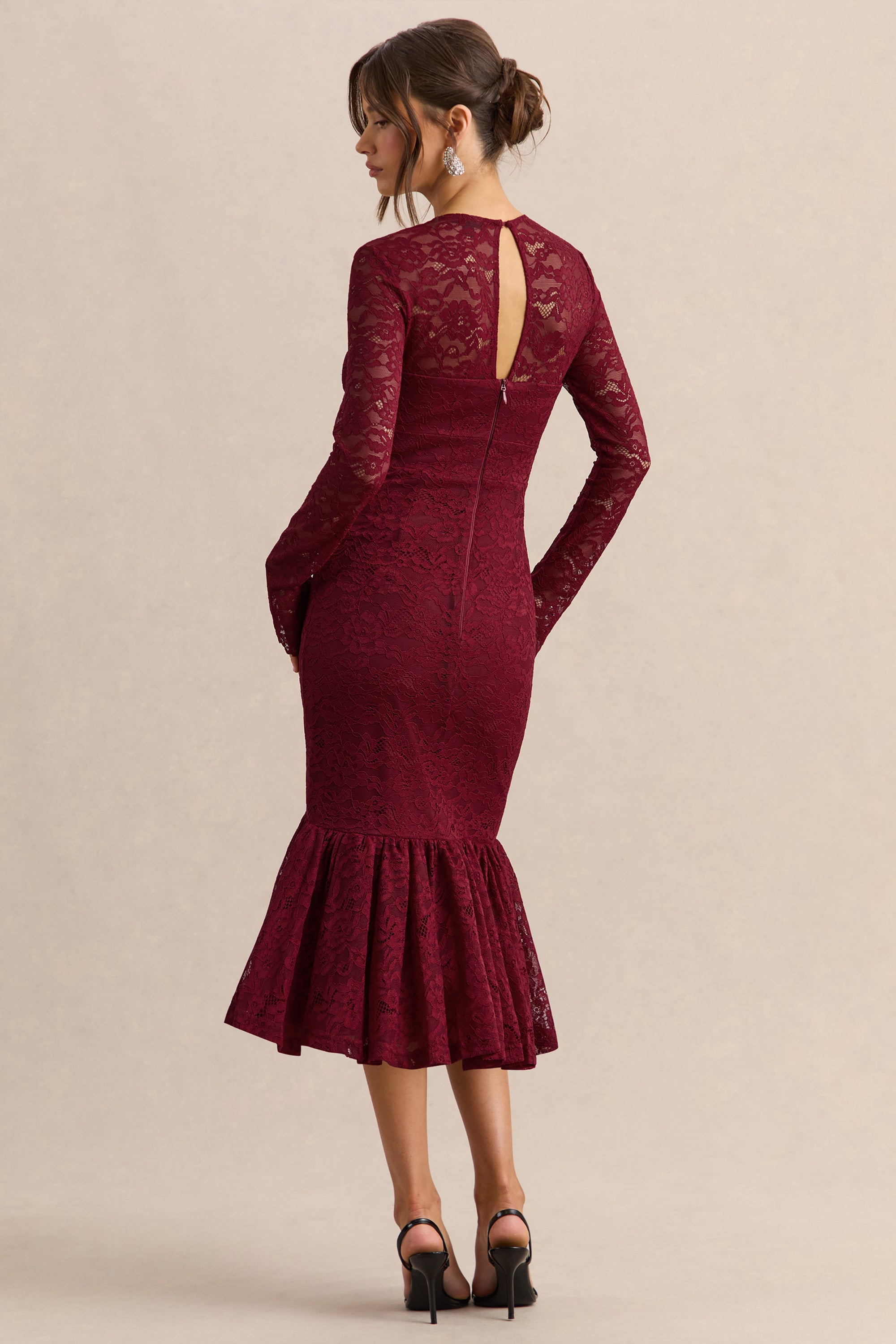 burgundy lace dress midi Berry Lace Midi Dress Teuta Matoshi
