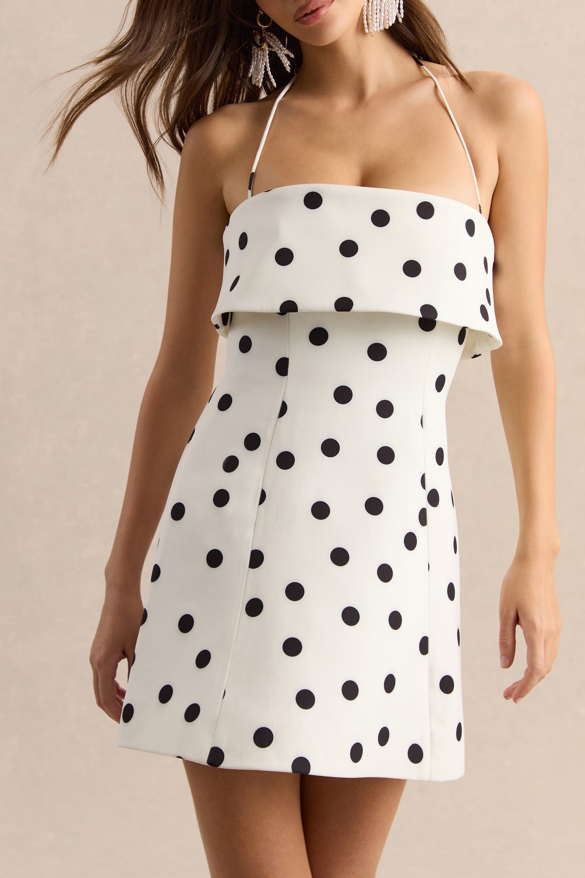 nelly mini dress Nelly | White & Black Polka Dot Square-Neck Mini Dress