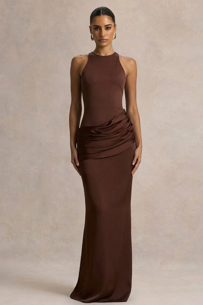 zara brown halter dress ZARA. Chocolate brown halter midi dress. TS – Hibuy market main image 0