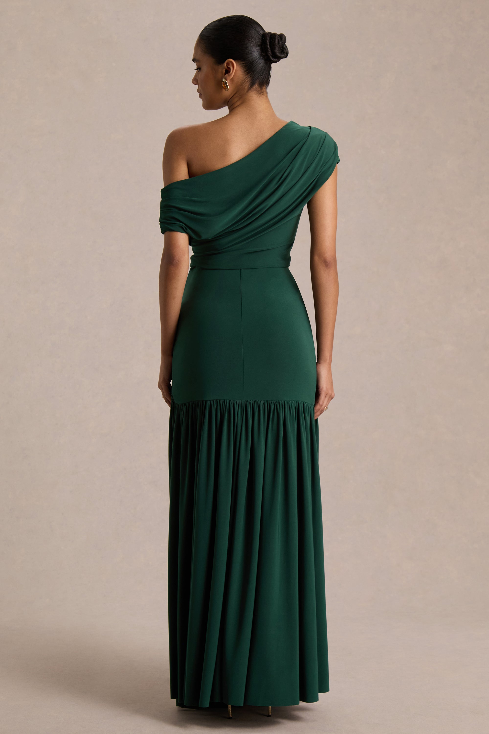 HR_CL136828038 - Kady Dark Green Asymmetric-Neck Maxi Dress With Ruched Detailing and Front-High Split 05.jpg