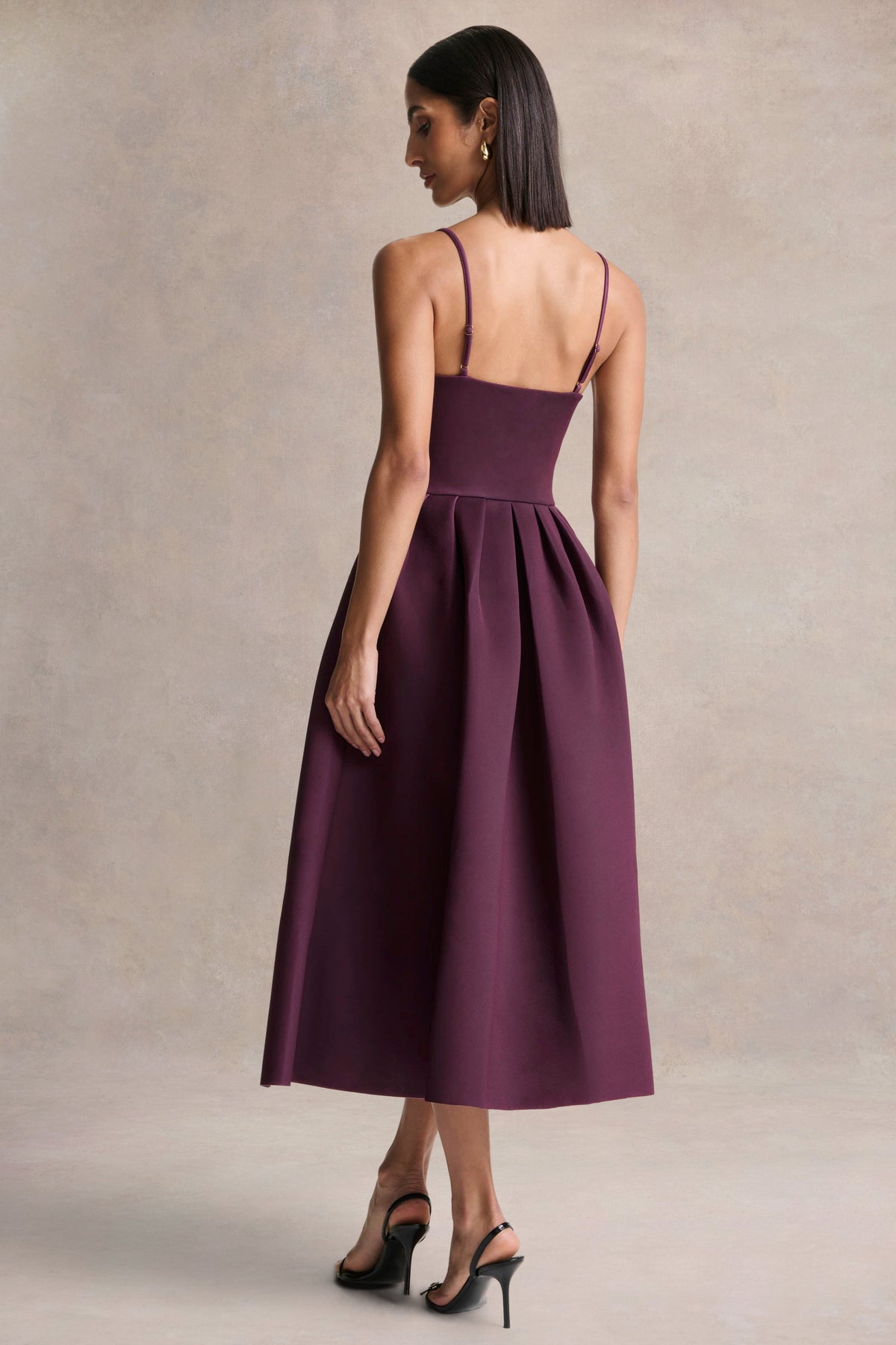 Jamila Plum Scoop-Neck Midi Dress Club L London - USA Jamila Plum Scoop-Neck Midi Dress Club L London - USA