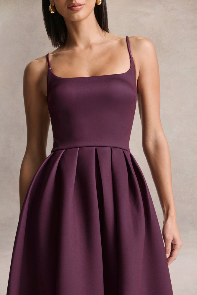 knee length dresses for ladies Love Found Plum Purple Tiered Midi Dress – Shop the Mint main image 1