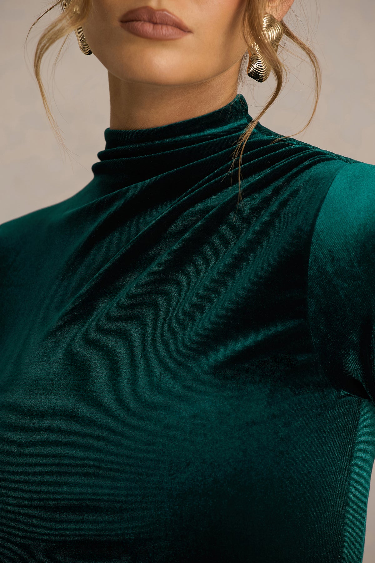 green velvet high neck dress Dark Green Velvet Sweetheart Neckline Dress main image 0