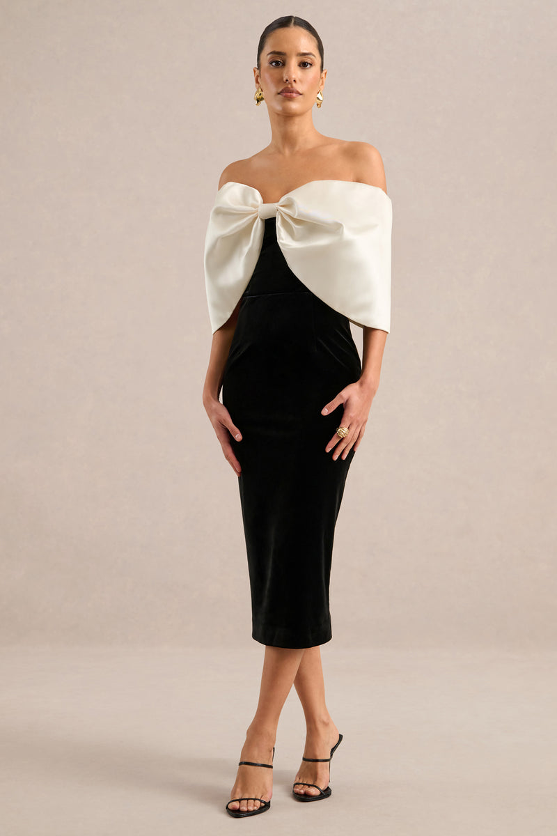 ECM_HR_CL136903240 - Twilight _ Black And White Velvet Bardot-Neck Midi Dress With Oversized Satin Bow0.jpg