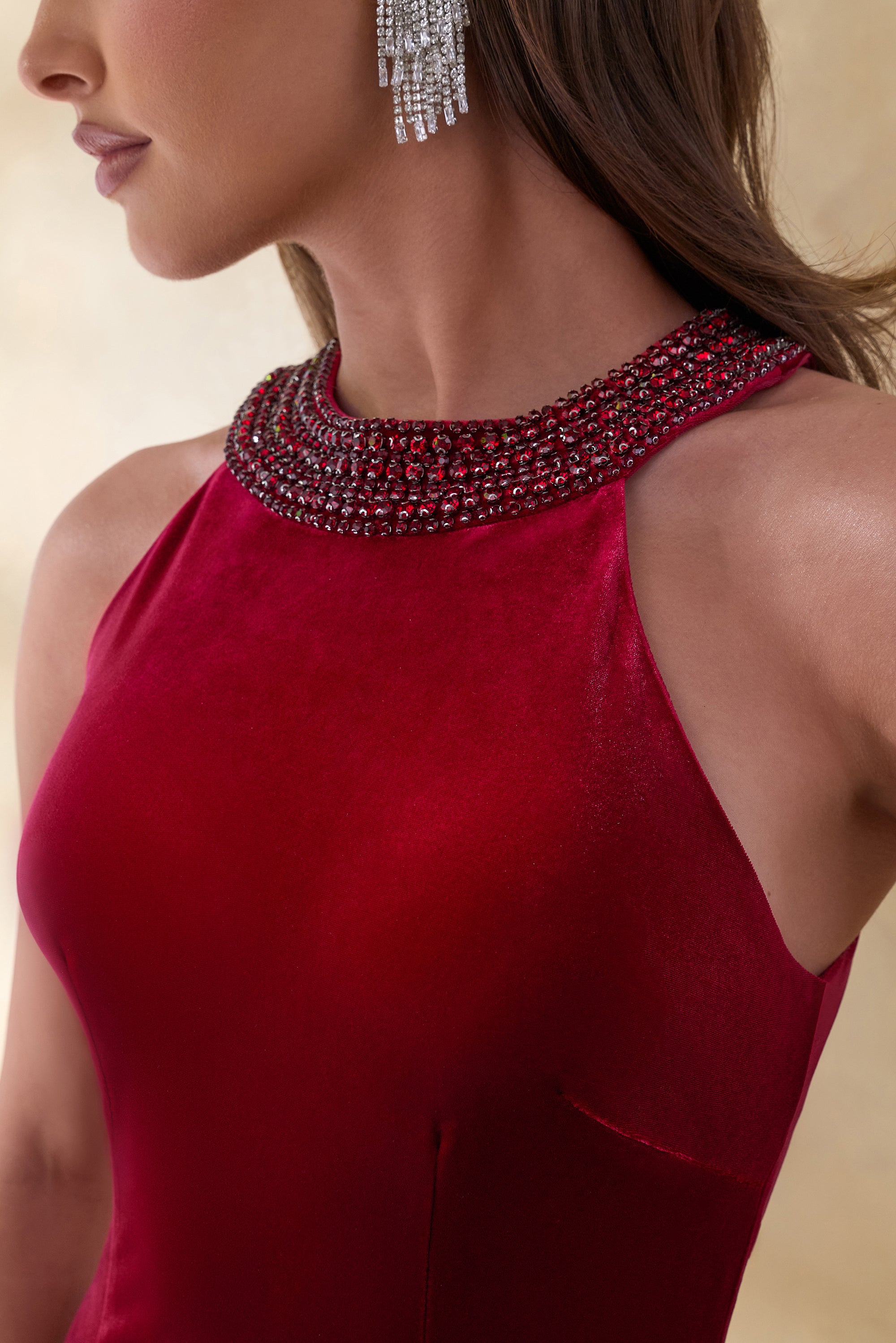 maroon velvet maxi dress Wrapped In Velvet Maxi Dress - Burgundy