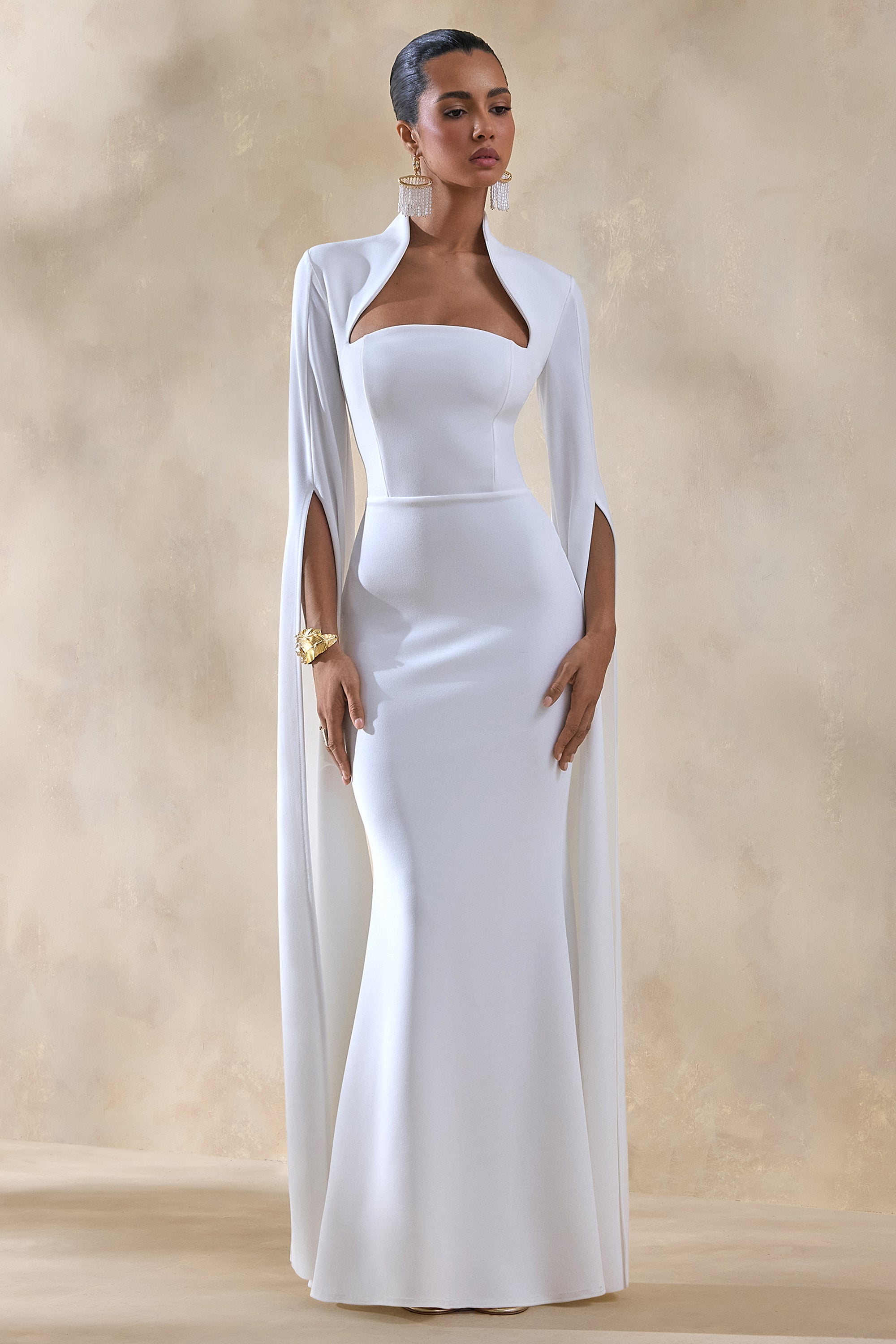 ECM_HR_CL136944110 - Esme | White Square-Neck Maxi Dress With Cape Sleeves 3.jpg