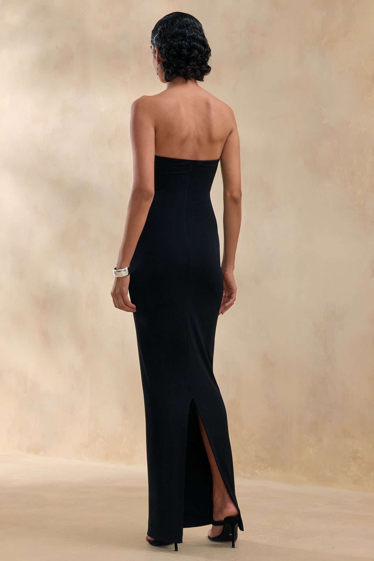 Milania | Black Asymmetric-Neck Maxi Dress With Twist-Sleeve - UK 12 Black Milania | Black Asymmetric-Neck Maxi Dress With Twist-Sleeve - UK 12 Black