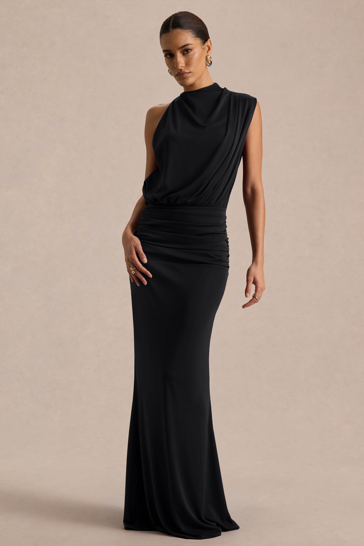 Umaira Black High-Neck Maxi Dress Club L London - USA Umaira Black High-Neck Maxi Dress Club L London - USA