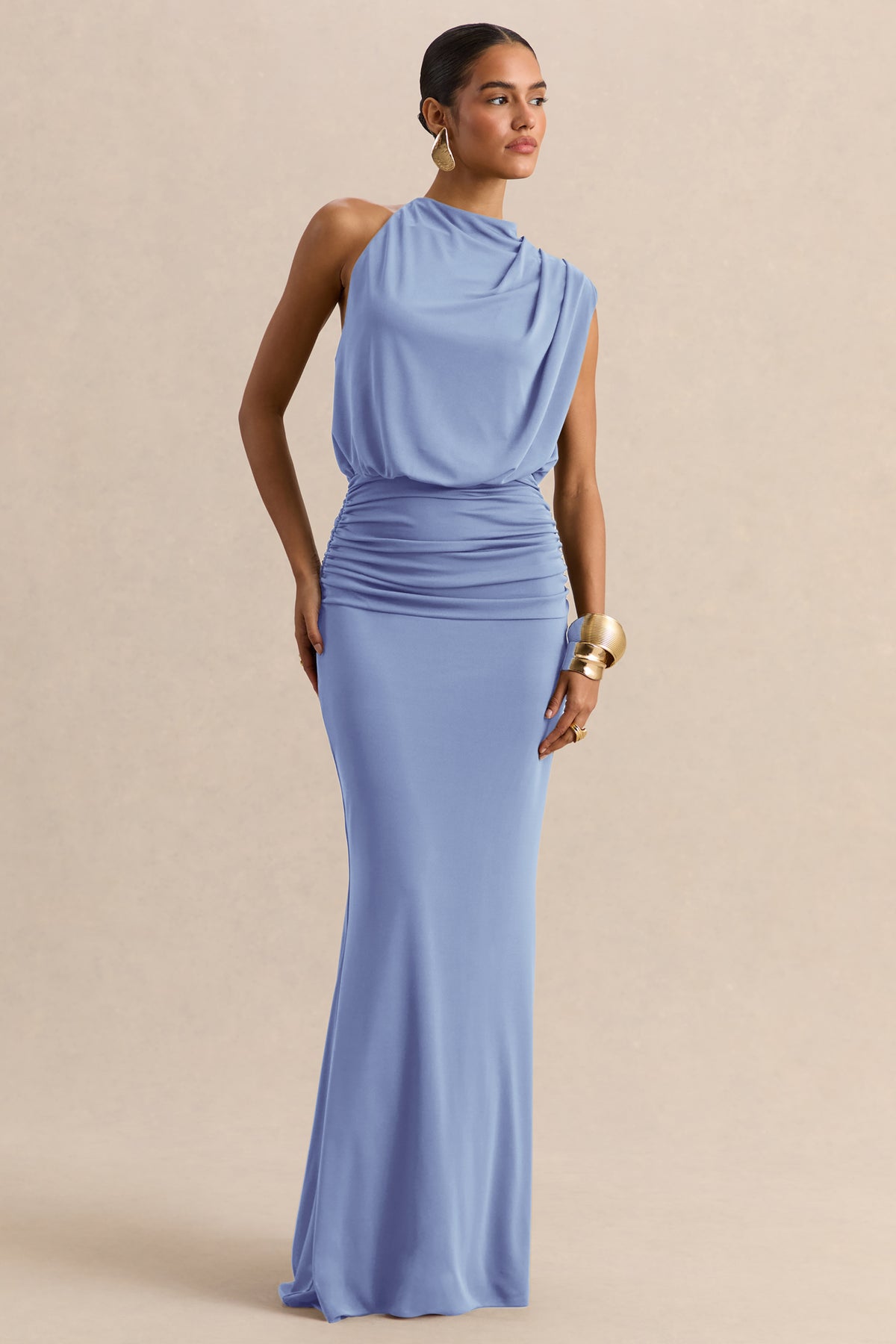 jennifer stretch satin ruched formal dress Jenifer Gown In Stretch Jersey – Halston