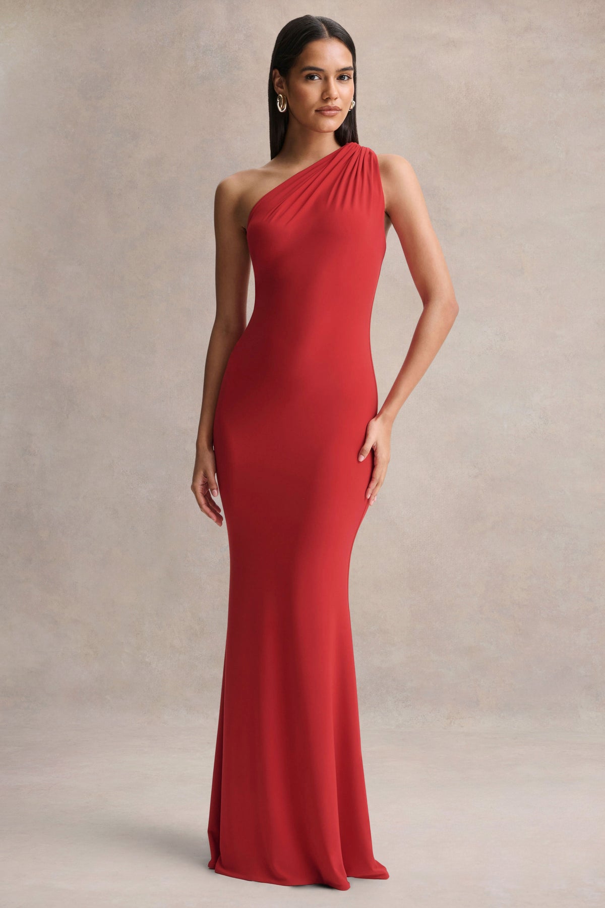 club l red maxi dress Kylie | RED High-Neck Maxi Dress With Chiffon Skirt