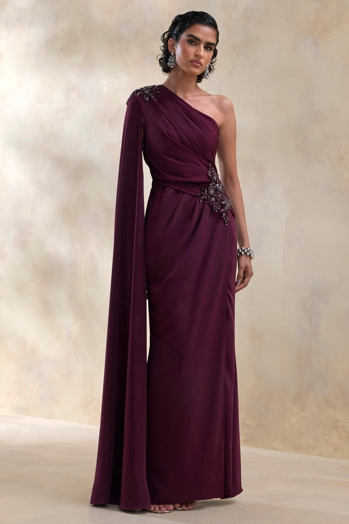 princess polly baby blue dress Burgundy Chiffon Long Mother of The Bride Dress with Cape