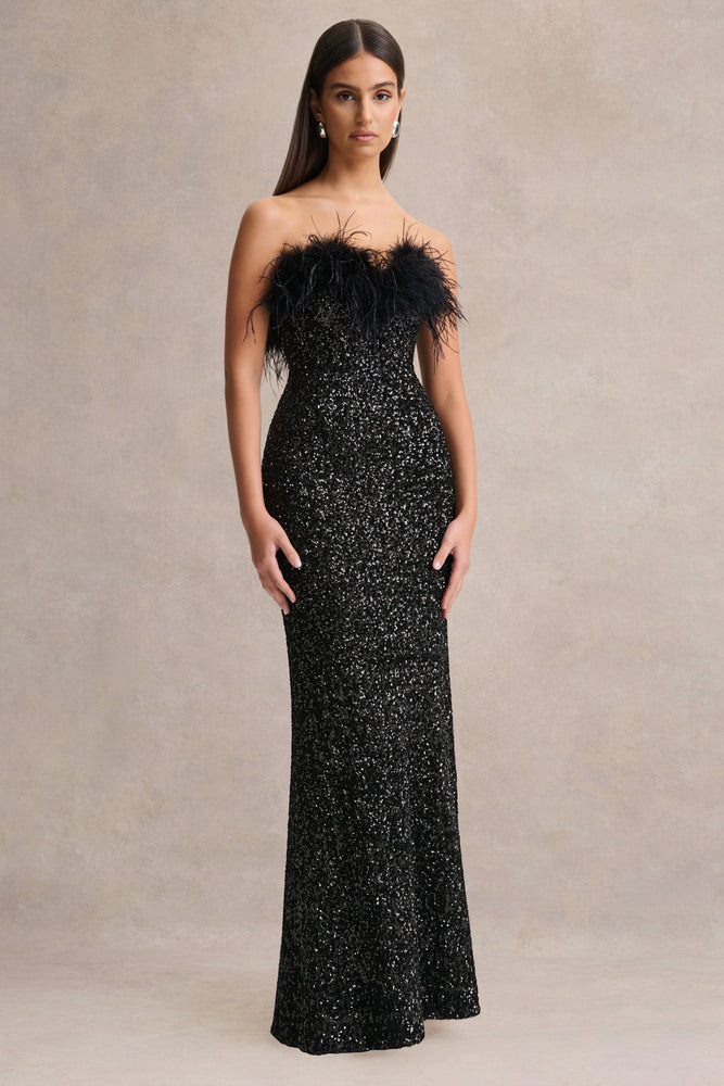 black western dress shirt Nana Jacqueline | Women's | Neva Sequin Maxi Dress (Black)