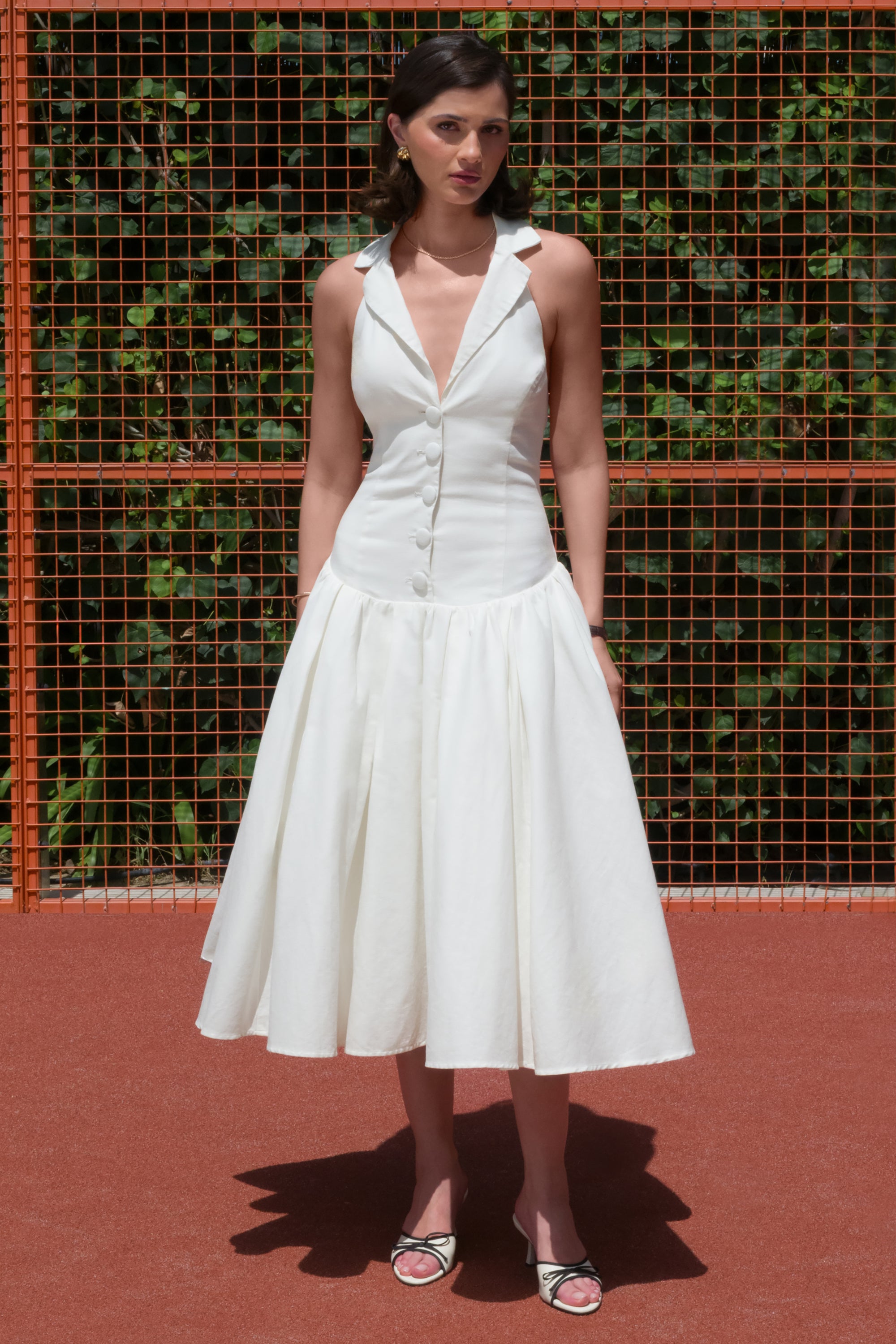 midi drop waist white dress JDY - Drop Waist Midi Dress - Women - Cotton - S