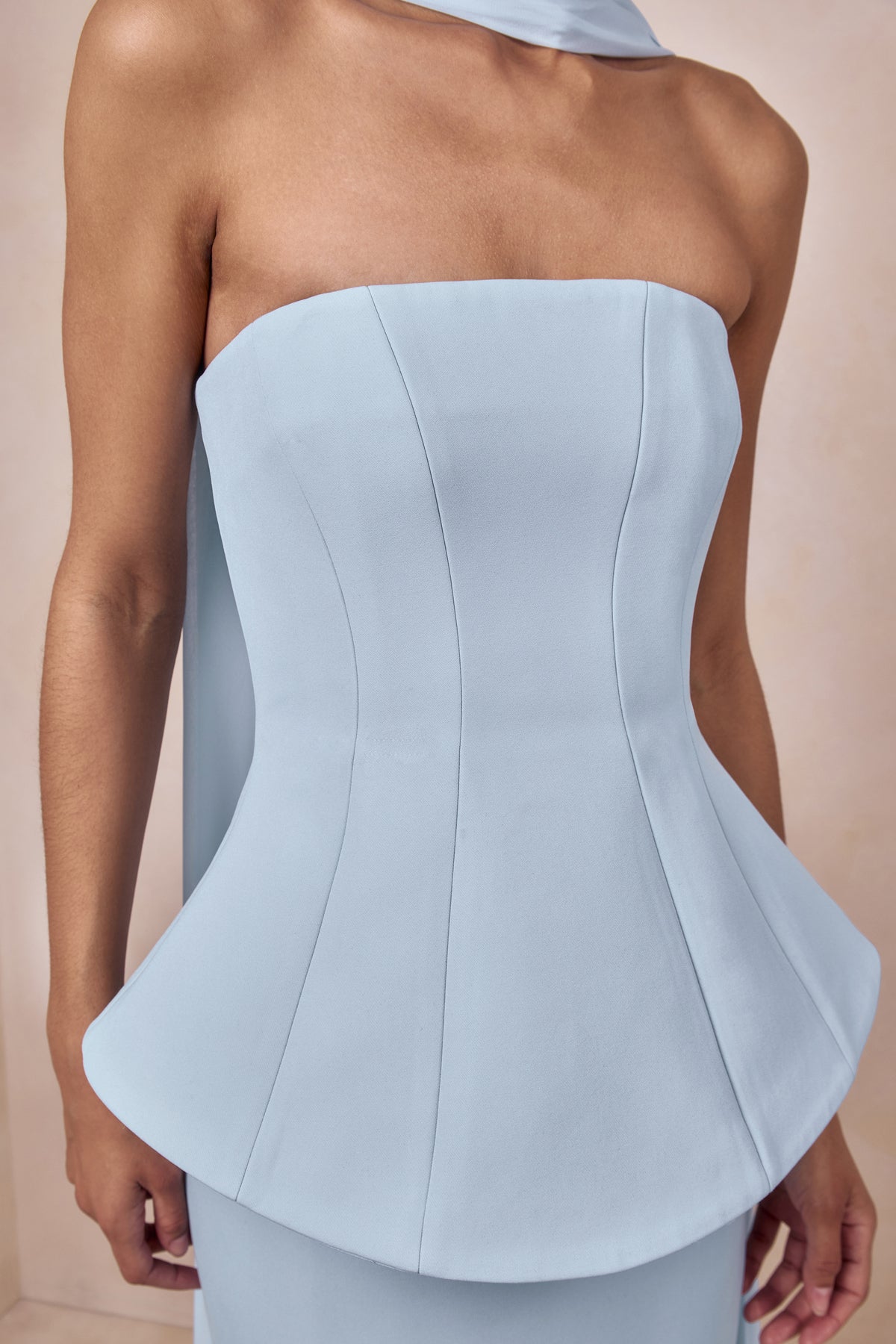 blue tube top dress Farron Powder Blue Bandeau Corset Maxi Dress – Club L London