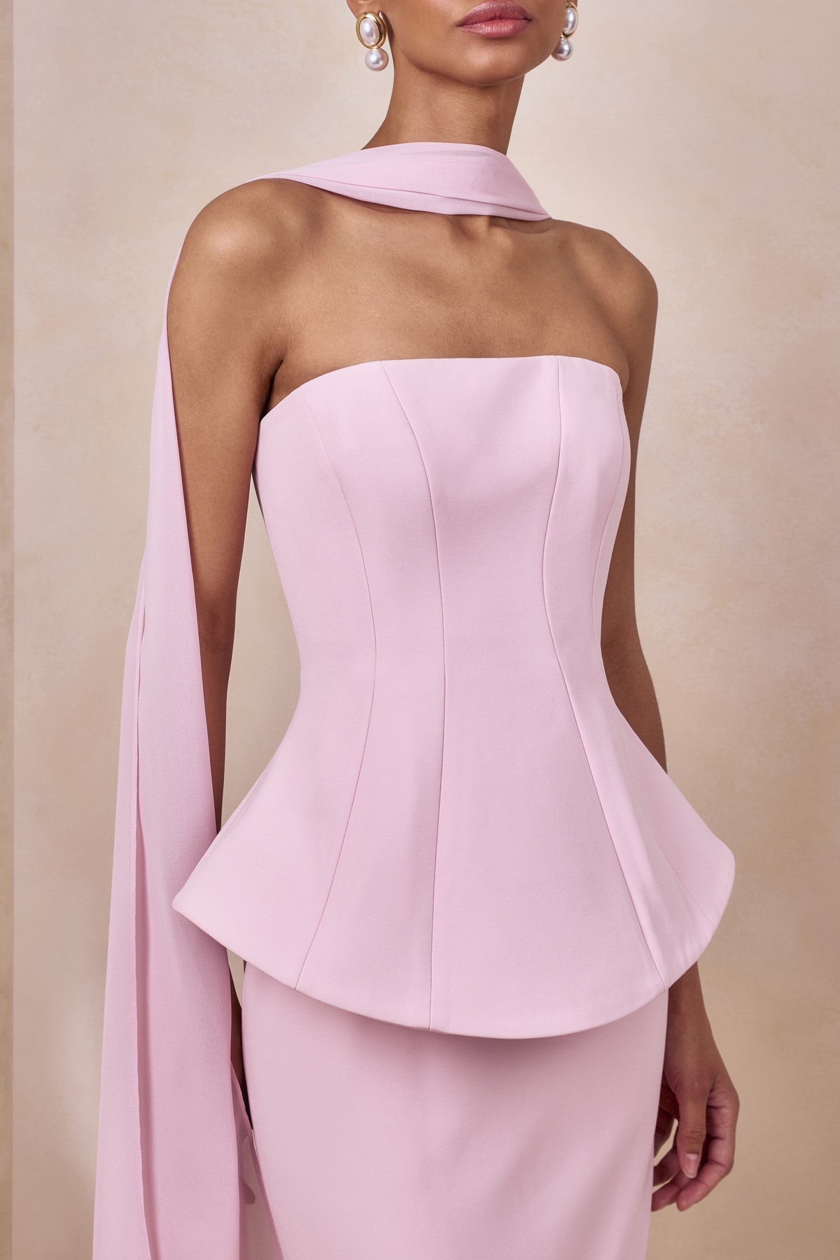 corset maxi dress pink Farron Light Pink Bandeau Corset Maxi Dress – Club L London