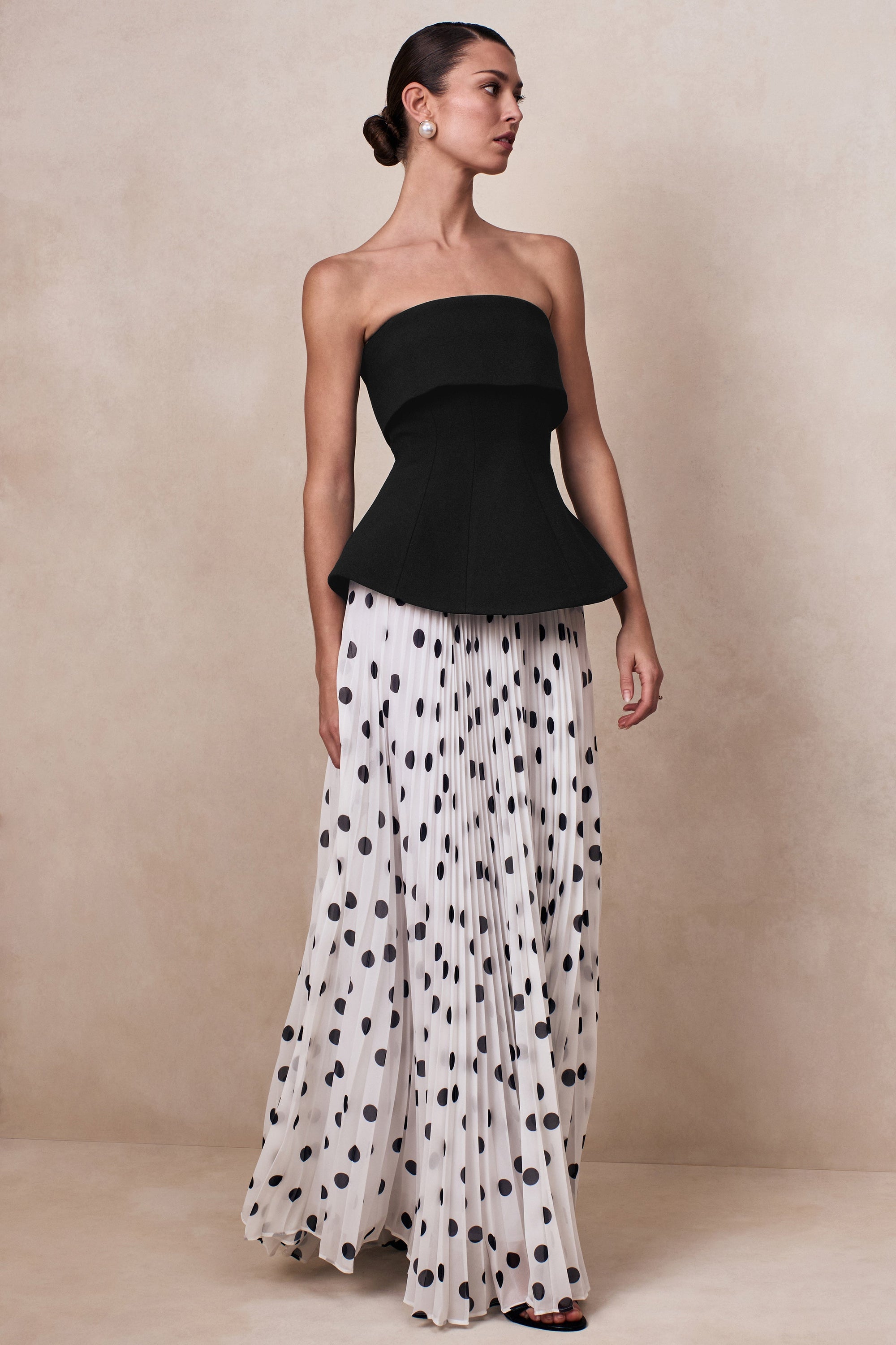 black and white polka dot corset dress MissJophiel Corset Tie Straps Black Polka Dot Midi Dress Other / Floor Length / US16