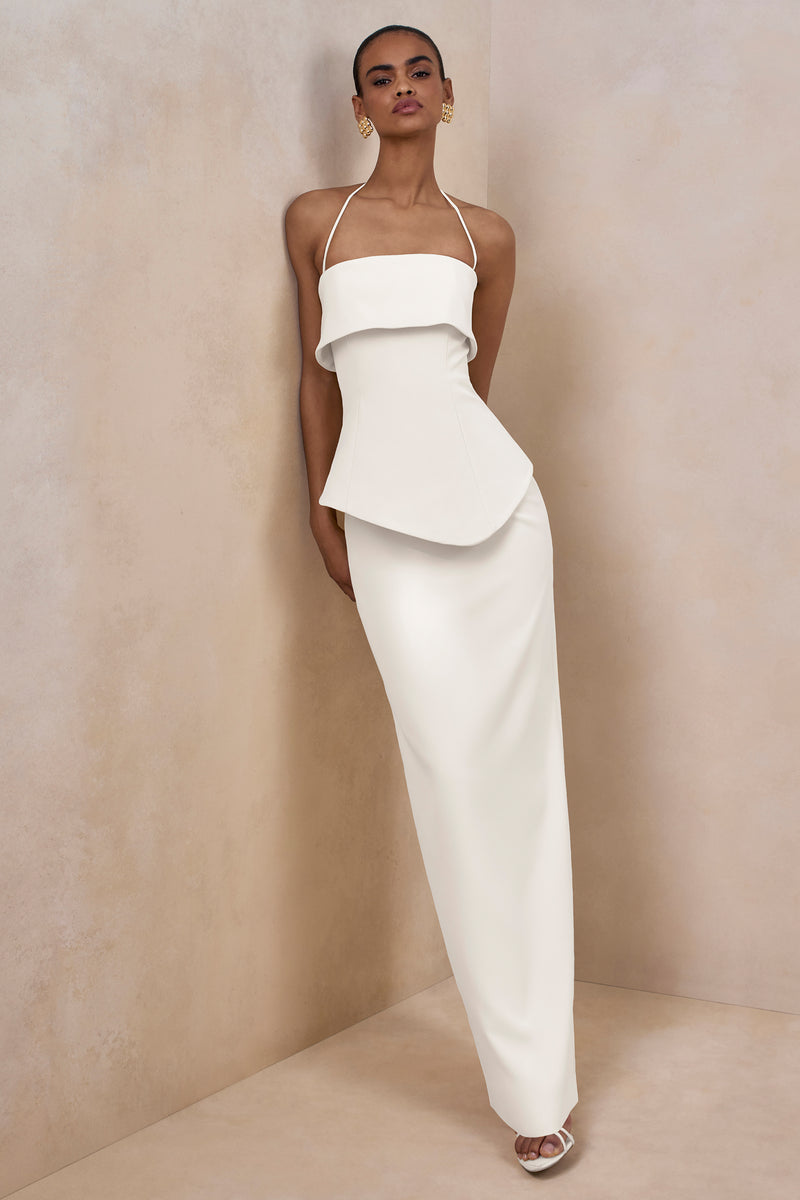 Zarisse | White Lace Square-Neck Maxi Dress – Club L London