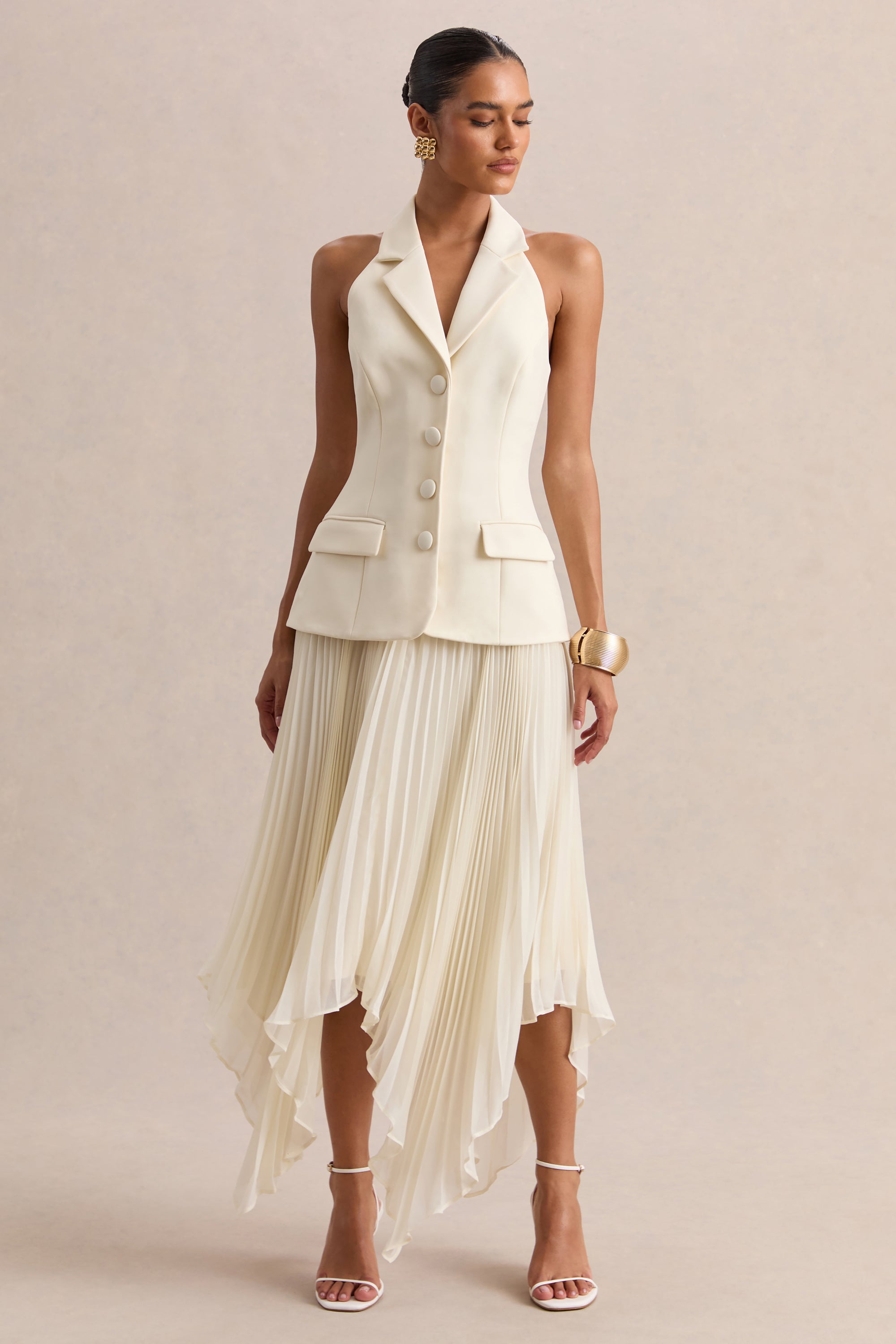 cream high low dress Joyfolie Women's Alyssum Dress in Cream, Extra Large