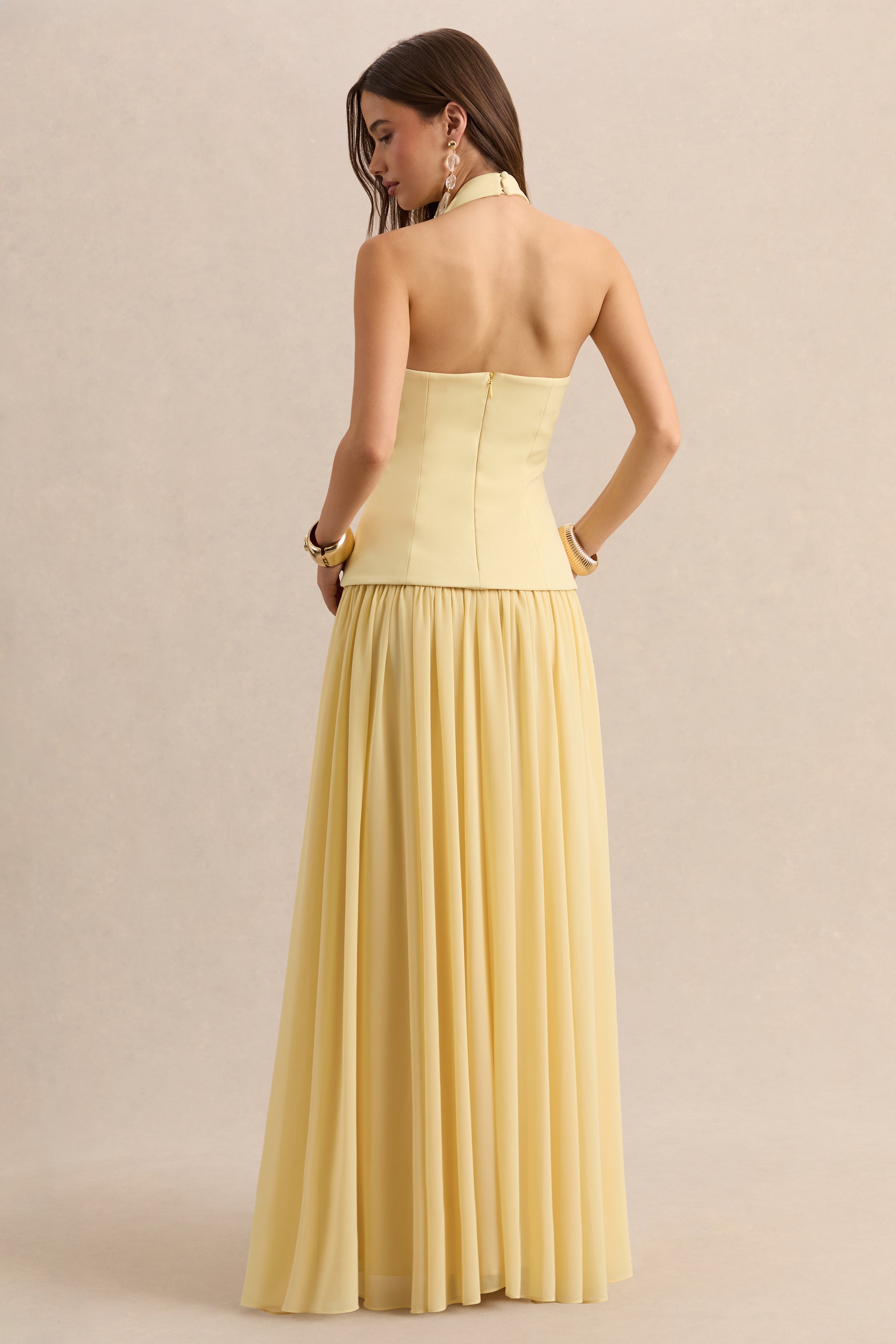 Zarina | Lemon Plunge-Neck Maxi Dress – Club L London - USA