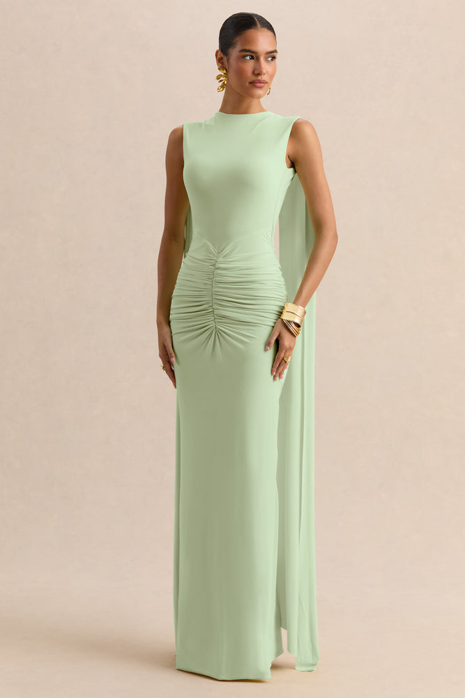 slim fit dress slacks Mint Bell Long Sleeves Cut Out Ring Slit Maxi Dress Medium