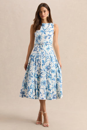 boat neck drop waist midi dress Sunnira