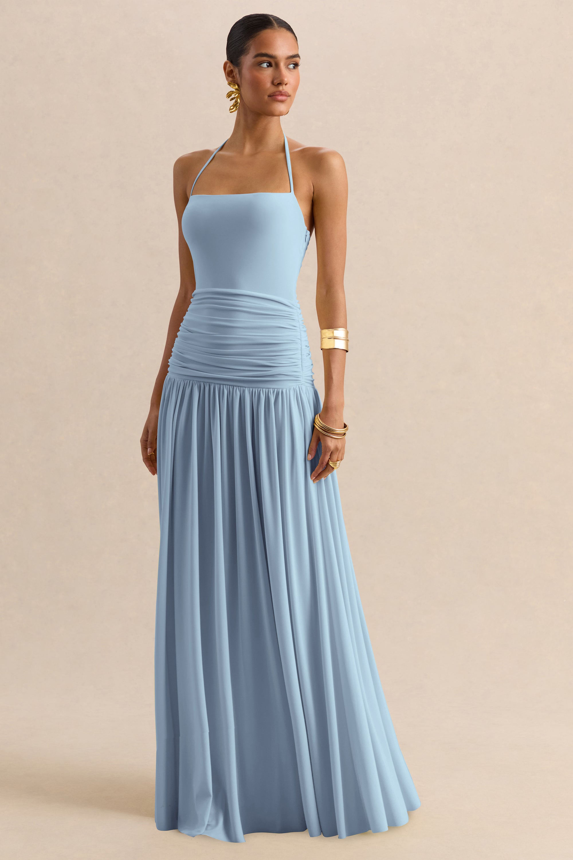 blue square neck maxi dress Love Me Forever Light Blue Square Neck Maxi Dress
