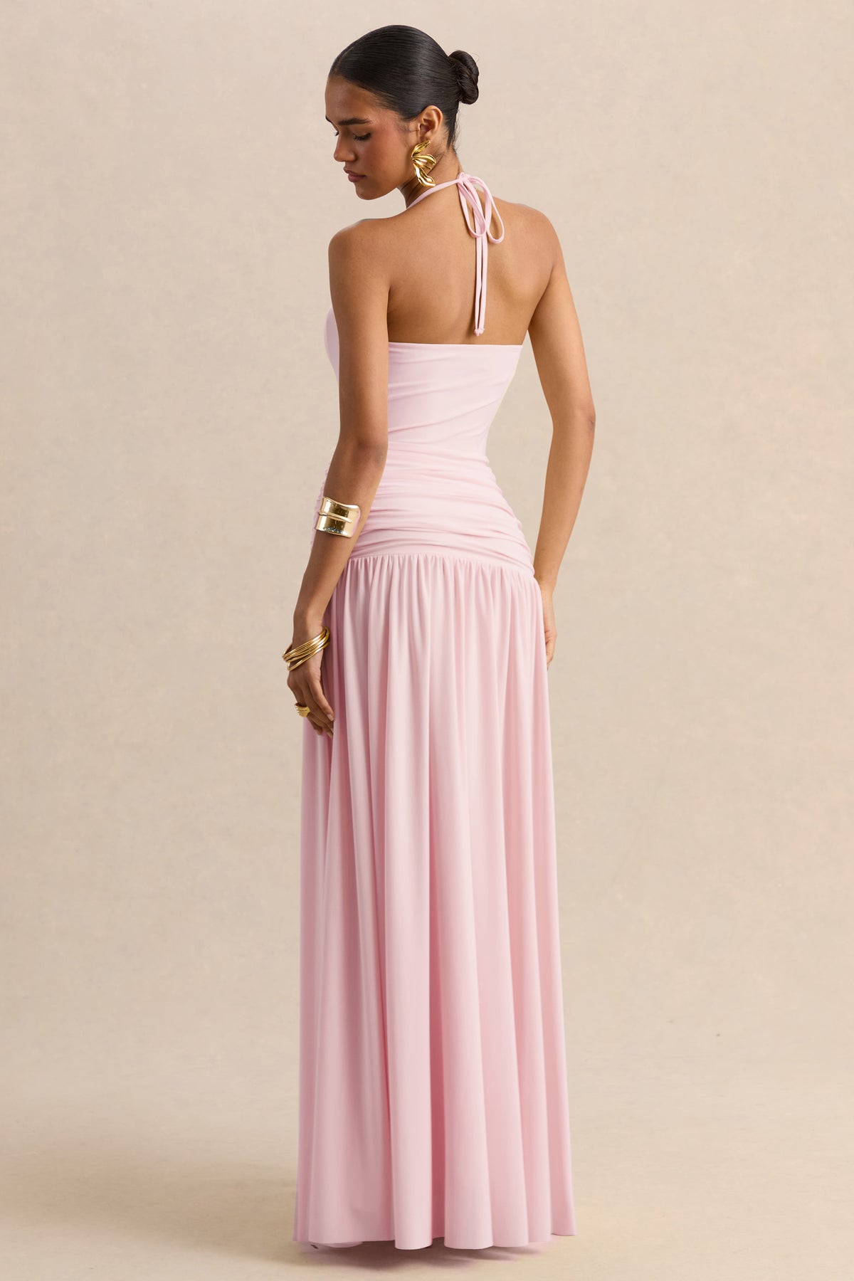 Nicolette Pink Square-Neck Maxi Dress With Ruched-Detailing Club L London - USA Nicolette Pink Square-Neck Maxi Dress With Ruched-Detailing Club L London - USA