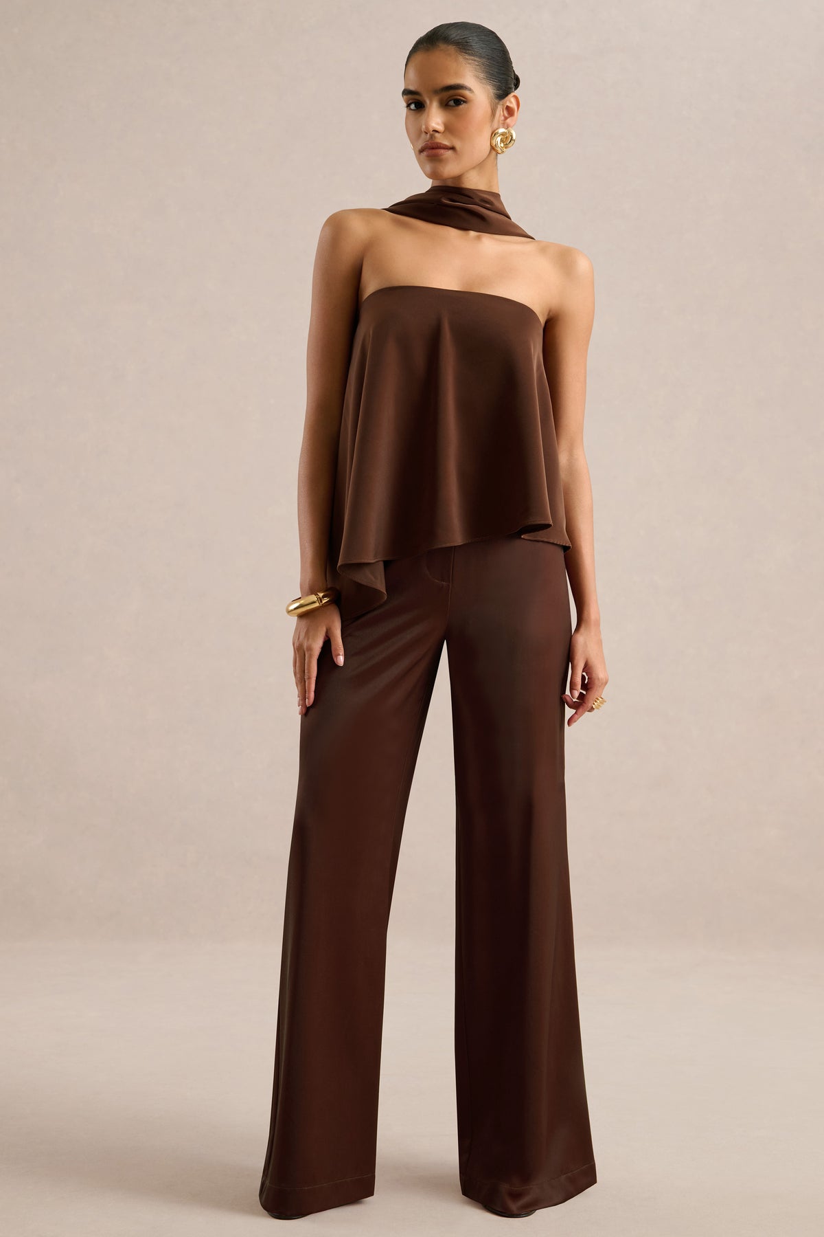 CL137199022 - Evandra - Brown Satin Bandeau Top With Scarf0.jpg