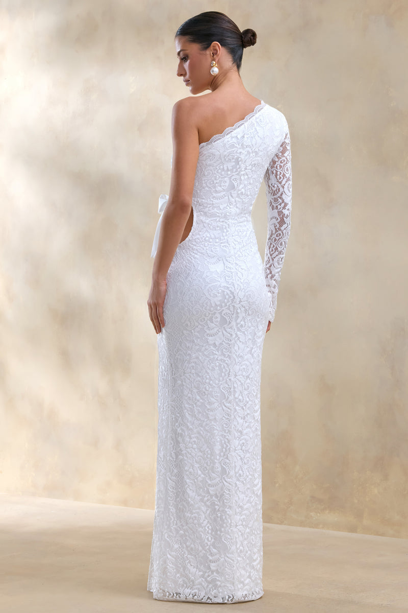ECM_HR_CL137220110 - Norna _ White Lace Asymmetric-Neck Maxi Dress With Cut-Out And Bow Details 2.jpg