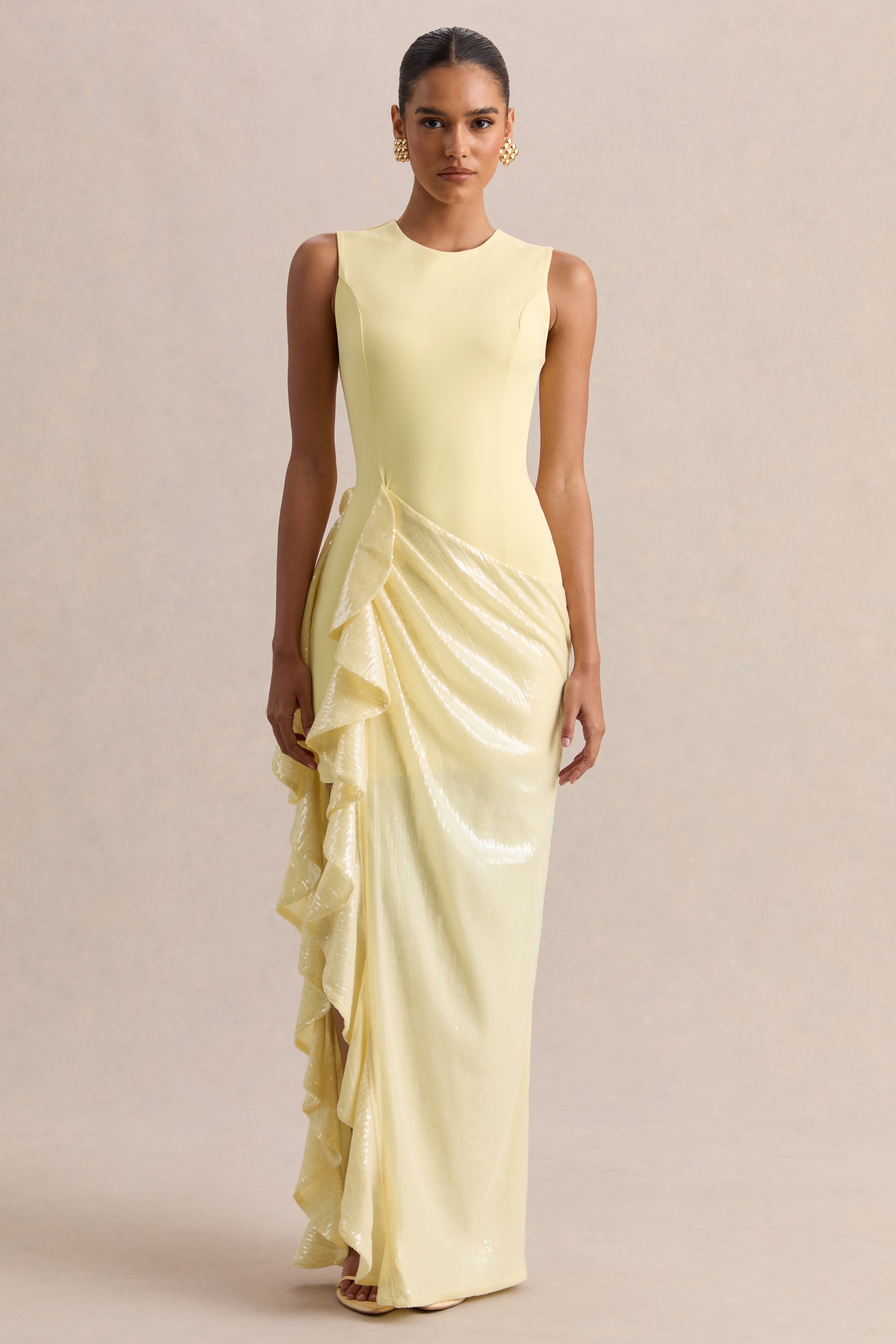 sheer ruffle maxi dress Helsa Revolve Sheer Ruffle Long Dress by Helsa
