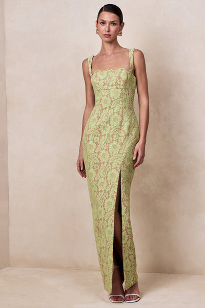 Zarisse | Green Lace Square-Neck Maxi Dress – Club L London - USA